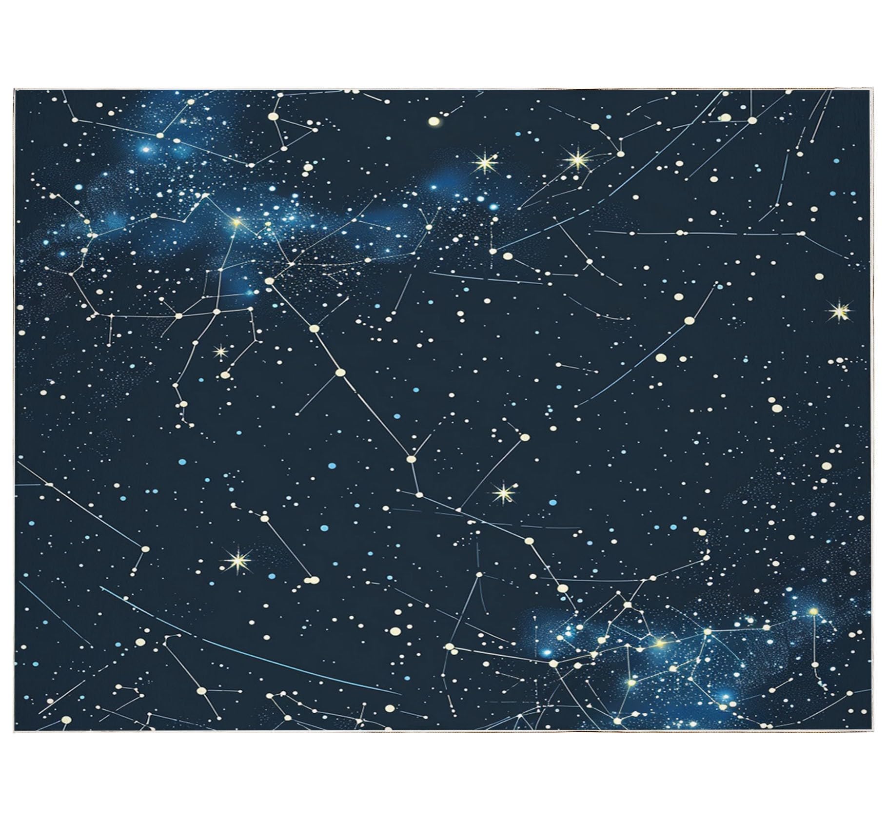 Tapis antidérapant 120 x 170 cm Runner à Poils Courts Galaxie Constellation pour Salon, Bleu Marine Tapis rectangulaire Doux pour Chambre - décoration Maison Runner Lavable Couloir