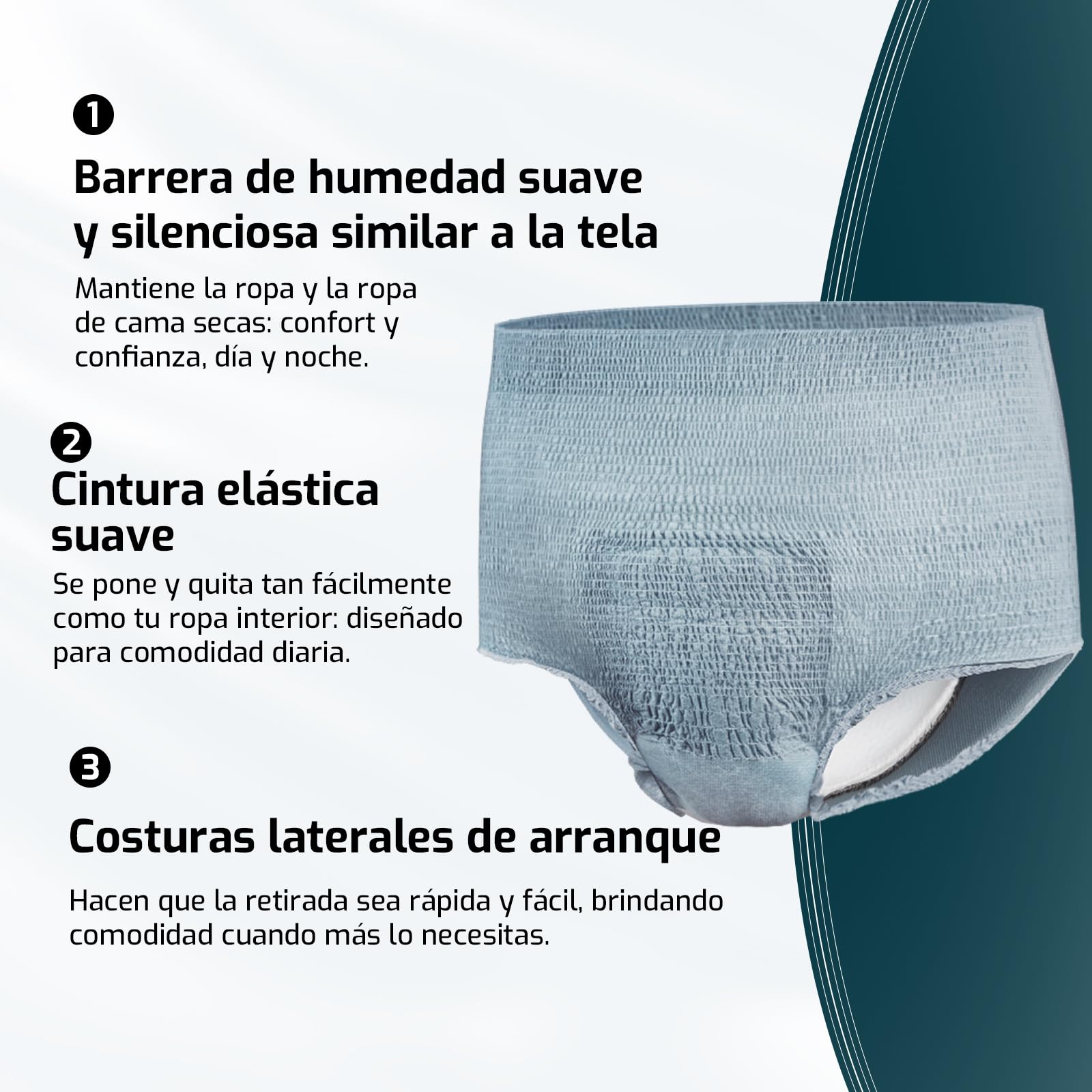 SUNKISS Pañales para Hombre Incontinencia Protección Diurna Desechable Adultos Ropa Interior Absorbente Gris Talla XL 32 Unidades