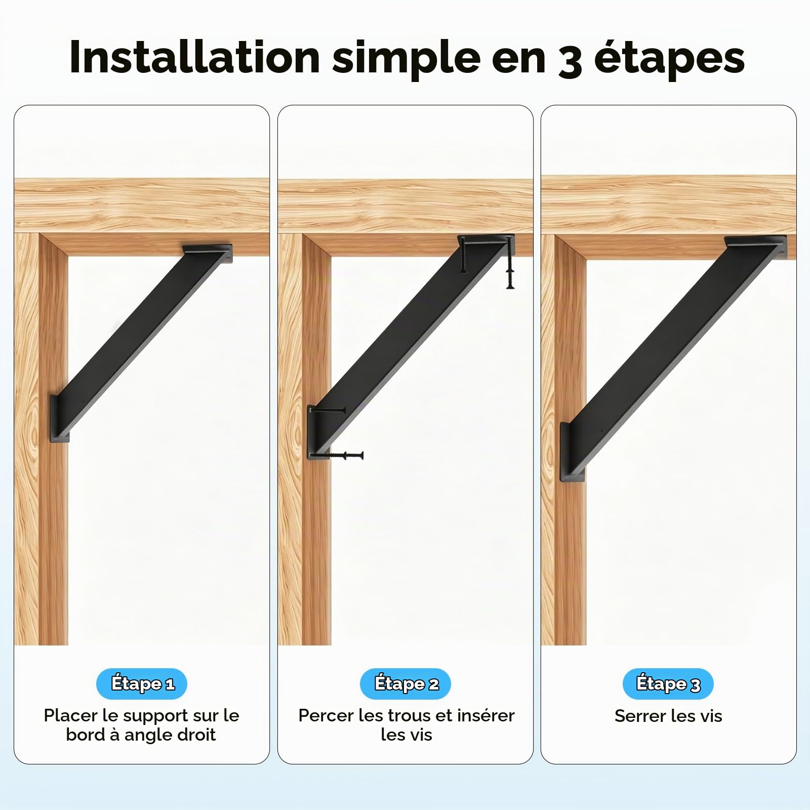 Équerres D'angle à 45 Degrés, 4PCS Support Poteau pour Pergola Bois