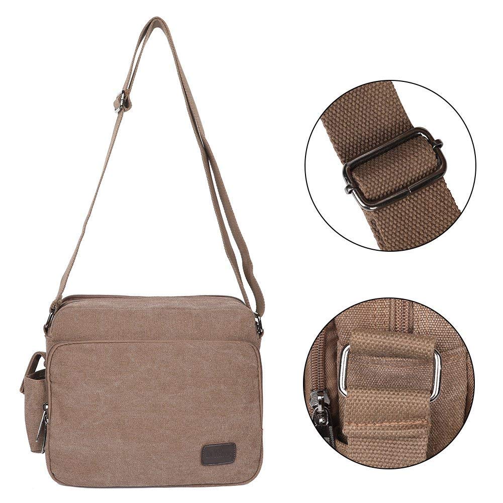 EGOGO Borse a Tracolla Uomo di Tela Borsa a Spalla Vintage Messenger Bag Sacchetto di Libro per Scuola Tasche da Viaggio Outdoor Sport Tasca E527-1 (Nero)