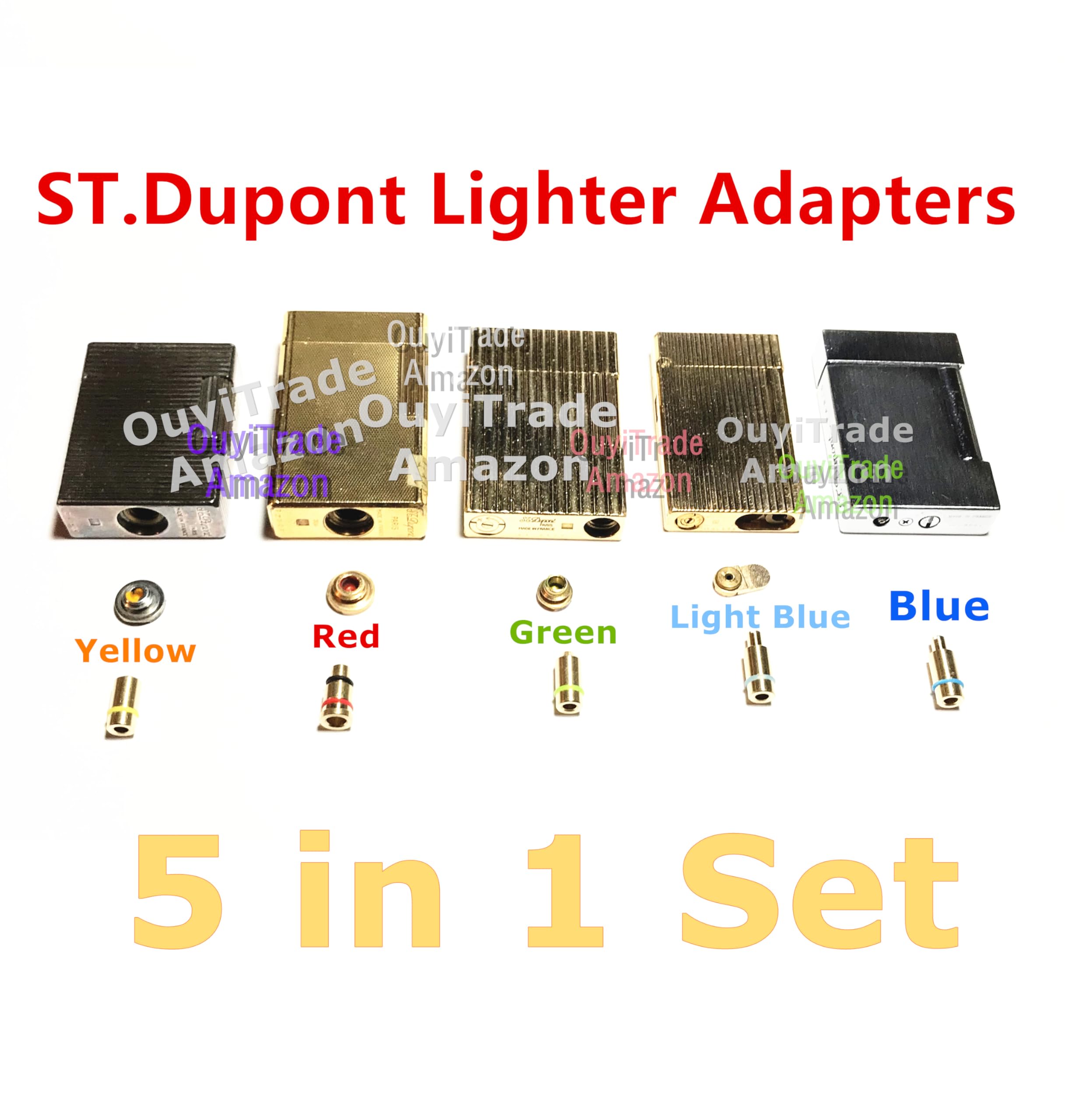Juego de adaptadores de recarga de gas 5 en 1 para kits de reparación de encendedor Dupont