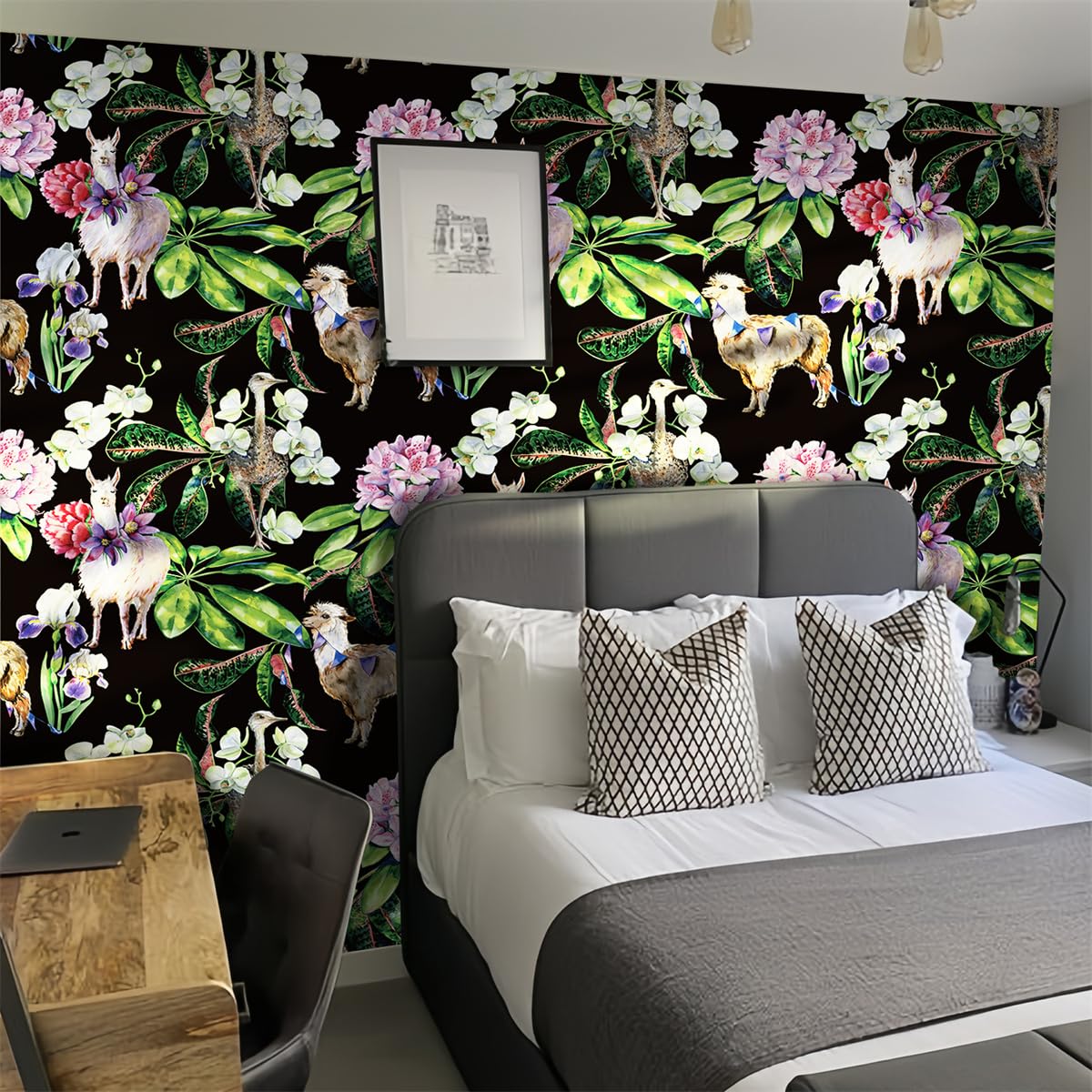 Papier Peint Alpaga Vert pour relooker une chambre d'enfant ou une cuisine moderne
