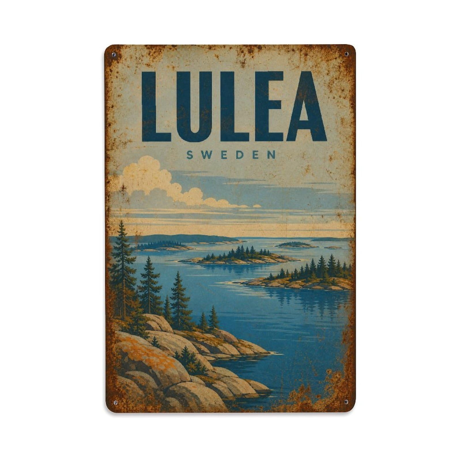 Metal Tin Sign Travel Retro Sweden Lulea