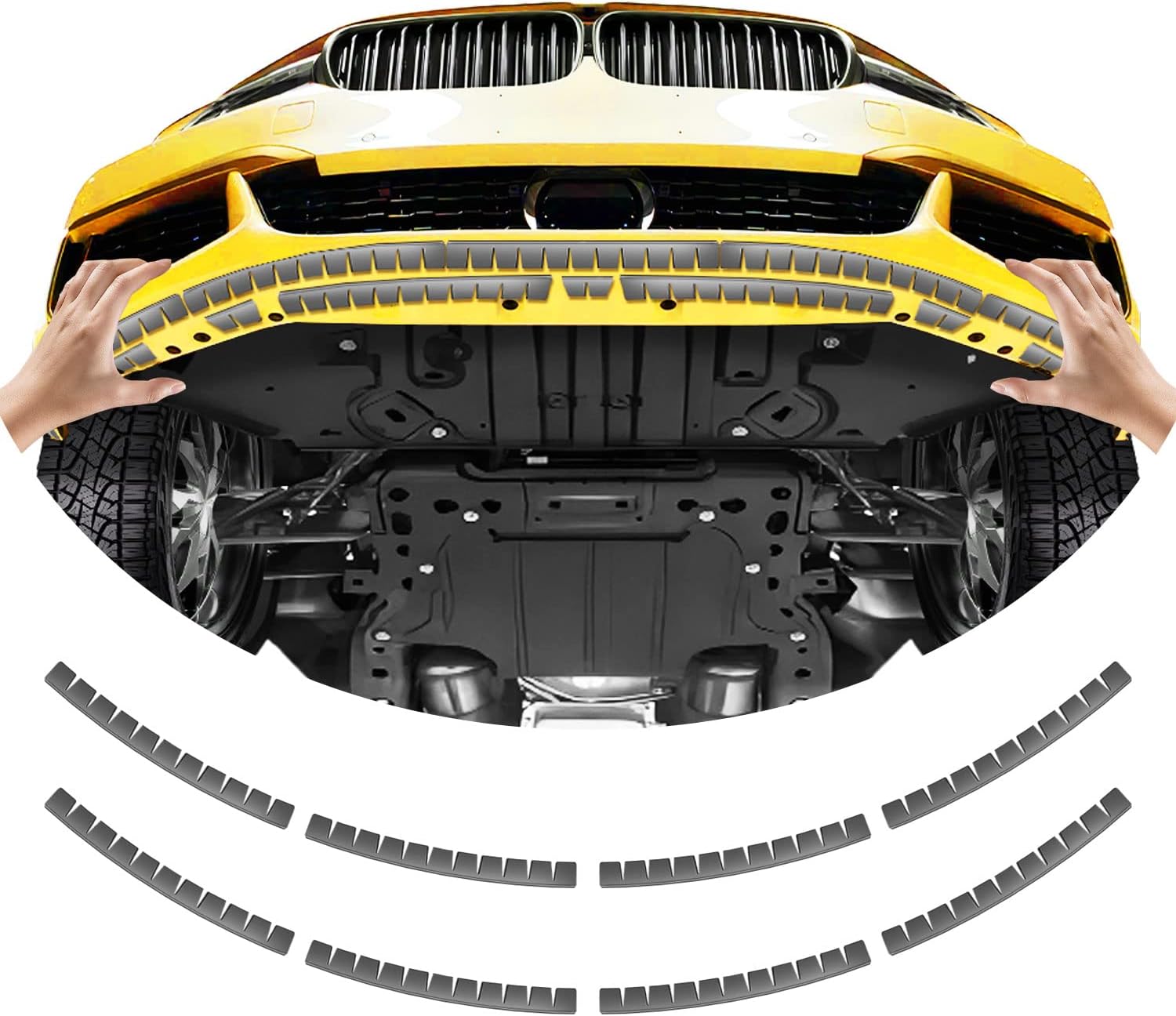 Front Bumper Scrape Guard 8 Pack Car Universal Black Bumper Lips Scrape Guard Car Under Bumper or Anti-Scratch DIY Protector for Lowered Cars, Sport Cars and SUV