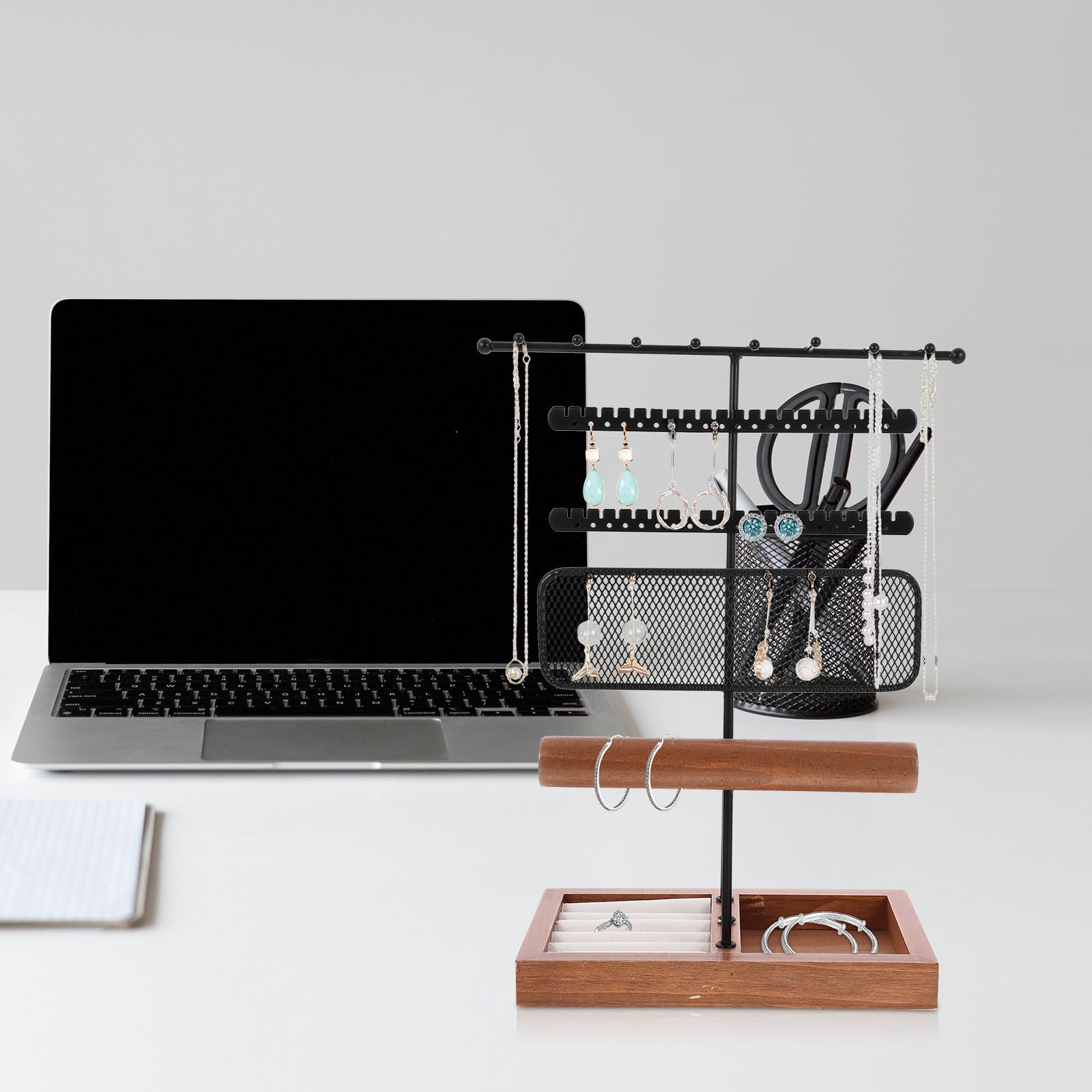 ABOOFAN Espositore Elegante e Legno per Gioielli Supporto in Ferro Organizer Esposizione e Organizzazione per Bracciali e Anelli per Orecchini e Orologi