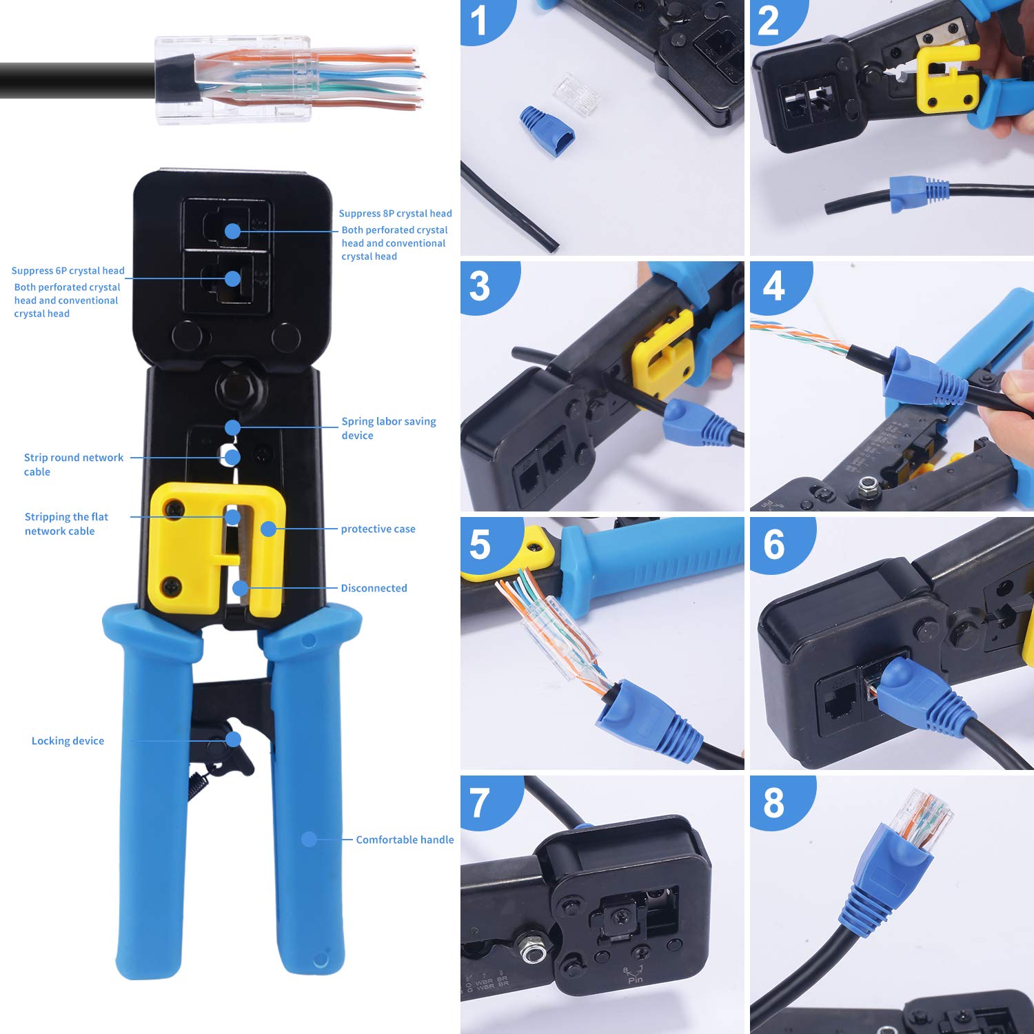 rj45 crimp tool kit,EZ crimp tool, crimper network tool cat6