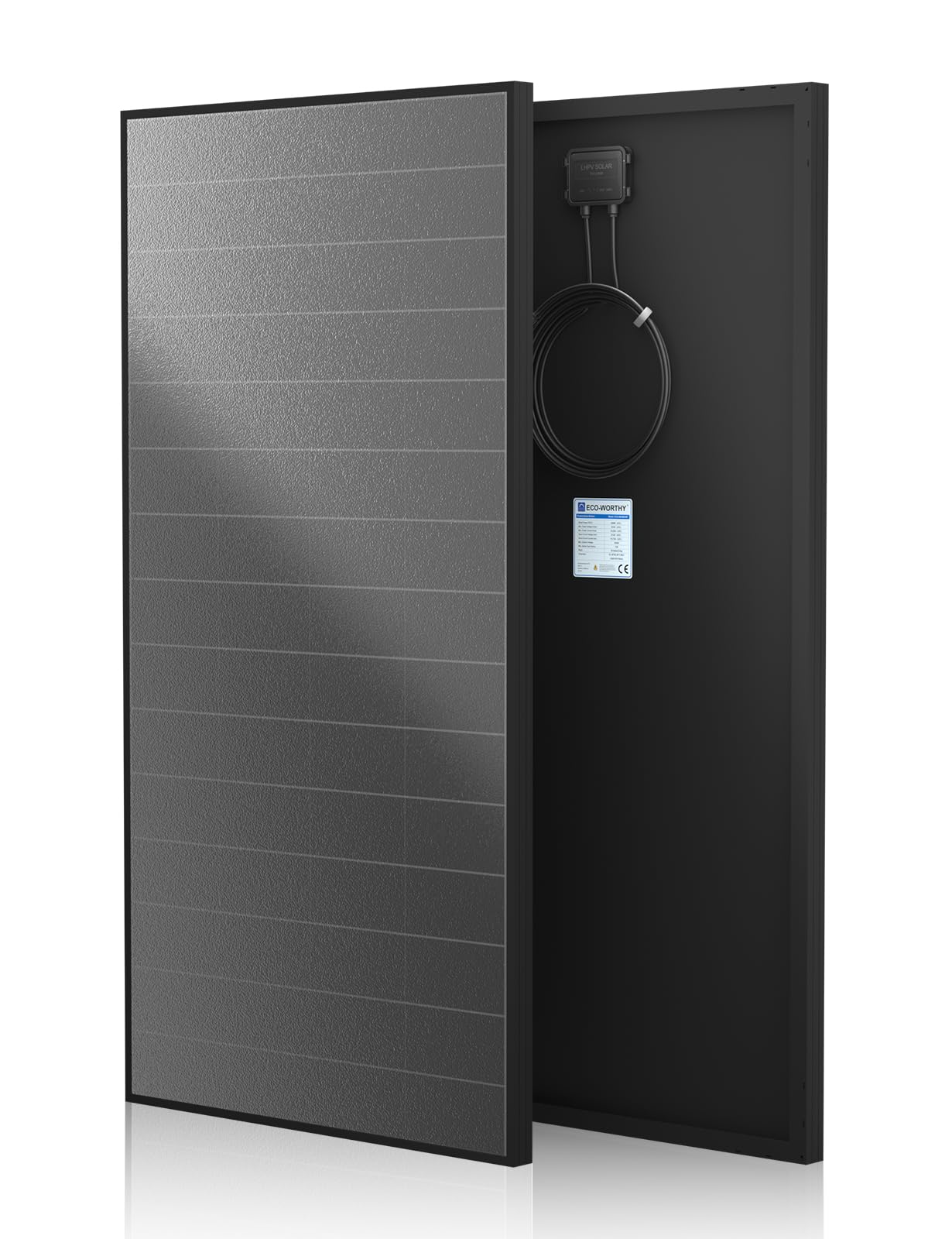 ECO-WORTHY 200 Watt Solar Panel,25.2% High-Efficiency N-Type Solar Cell,All Back Contact HPBC Technology no Front Gridlines Design Max Output Power,IP68 Rate,for Home Roof Camp RV Boat-1pc(1 Pack)