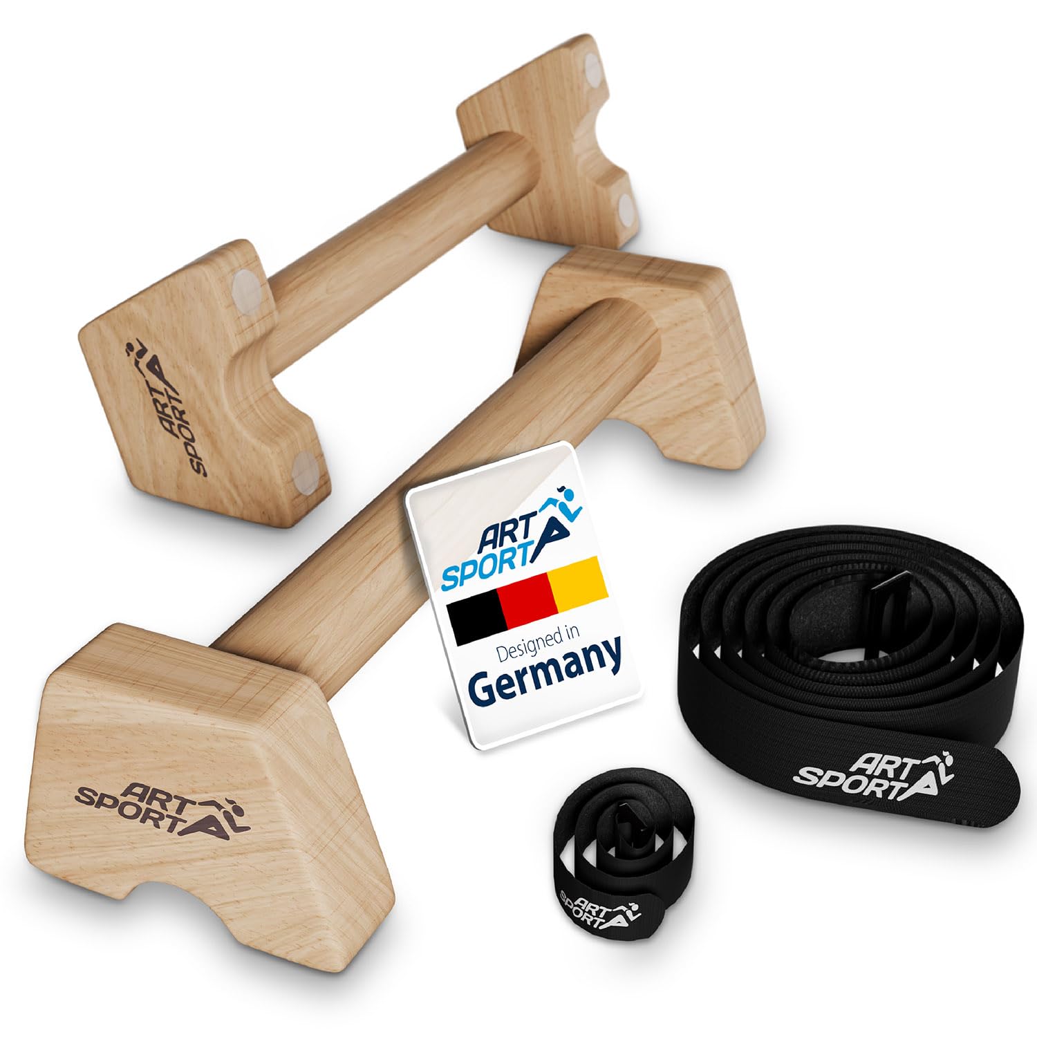 ArtSport Liegestützgriffe aus Holz - Calisthenics, Parallettes, Liegestütz Barren, Indoor & Outdoor, ergonomische Handstand Griffe