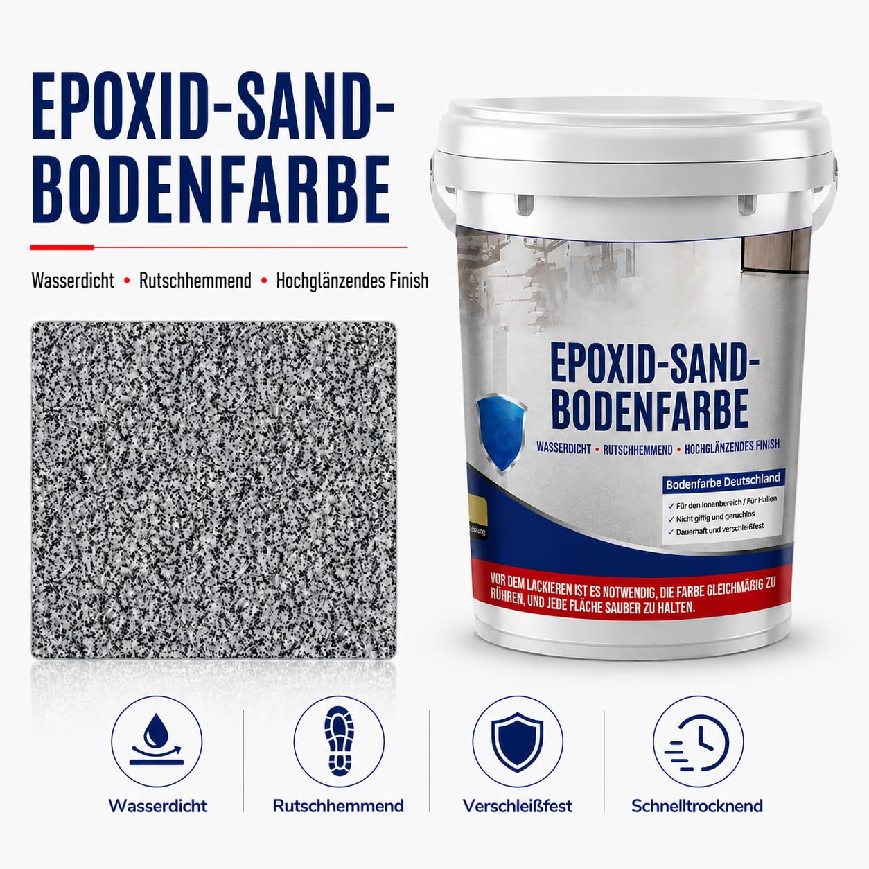 Epoxid-Sand-Bodenfarbe, Epoxid-Bodenfarbe, Hochglanz-Marmoreffekt-Beschichtung für Beton (Orange,3kg)