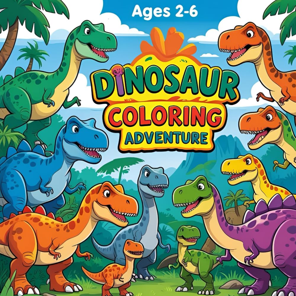 Dinosaurs Coloring Adventure: A Fun and Easy Coloring Book with Cute Dinosaurs