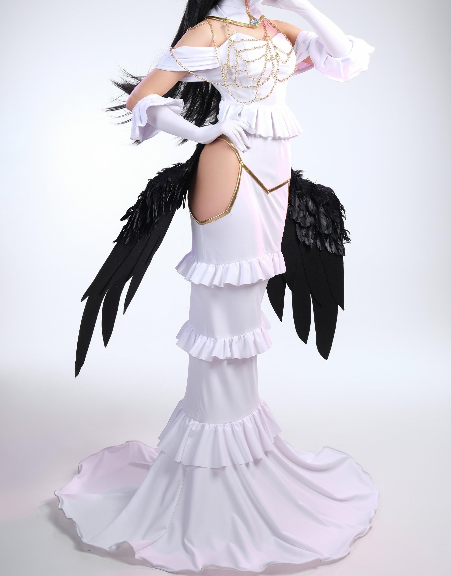 Cosplay.fm Women’s Anime Costume Dress Outfit with Collar Necklace Gloves Horns for Cosplay: X-Large White