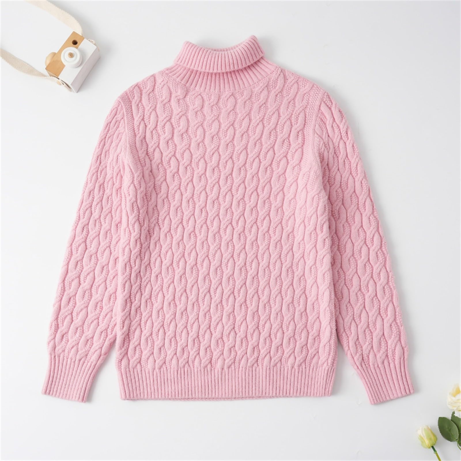 Jersey de punto para niña con cuello alto para escuela y guardería
