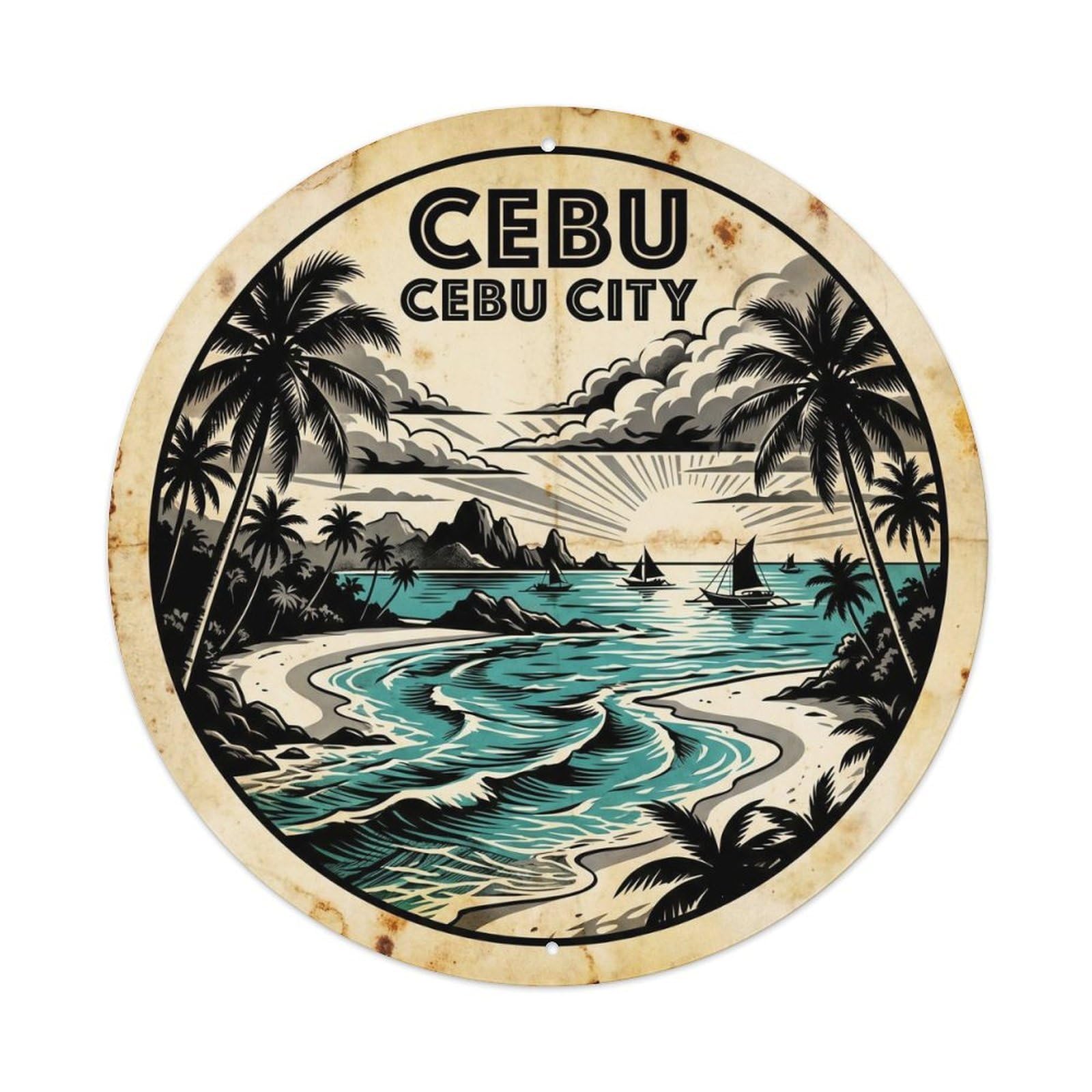 Cebu City Island Resort High Contrast Travel Metal Tin Sign