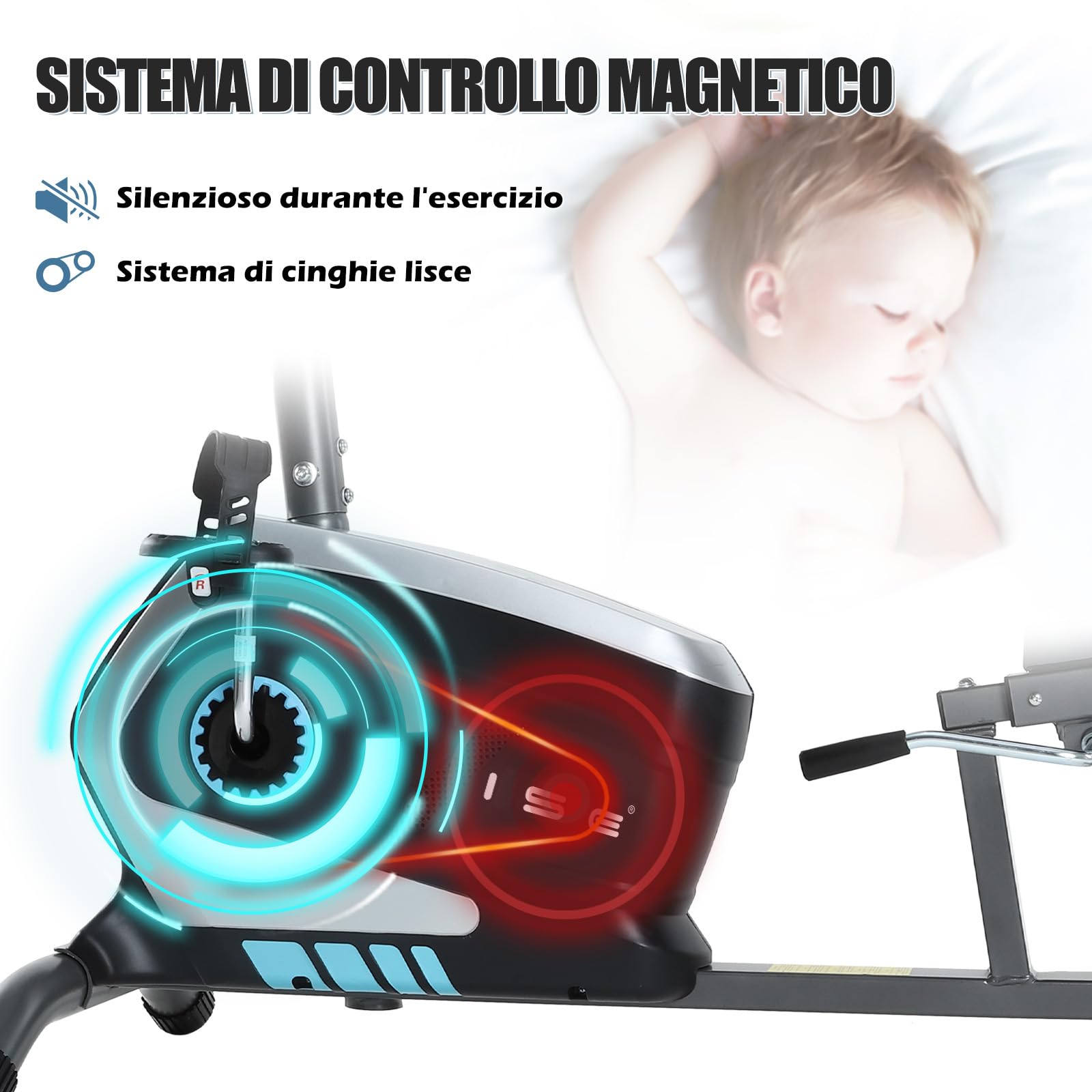 ISE Cyclette da Seduta Magnetica con Schienale, Cyclette Orizzontale da Casa con Resistenza Regolabile Schermo LCD Supporto per Smartphone