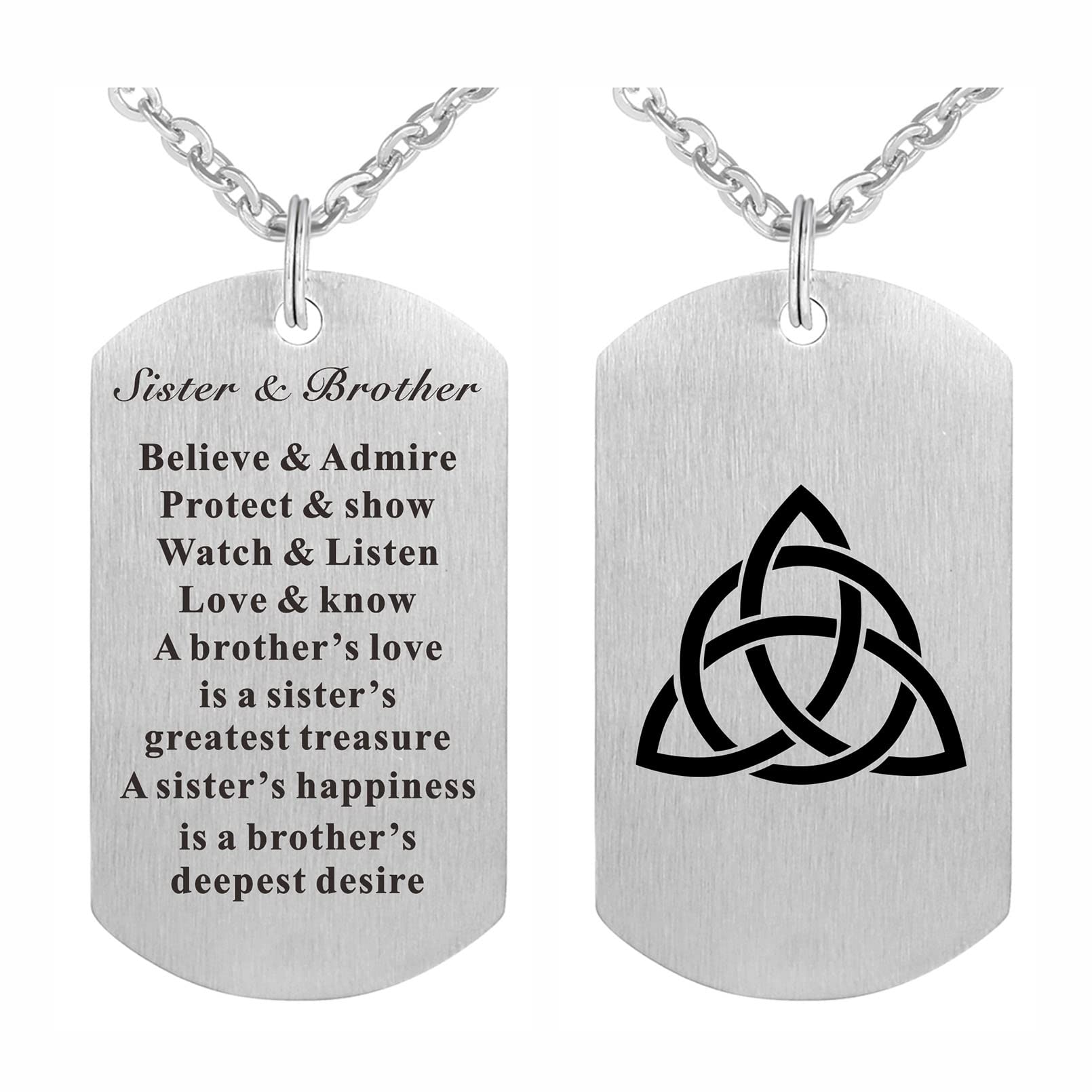 Sister and Brother Necklace, Sibling Jewellery Gifts for Sister and Brother