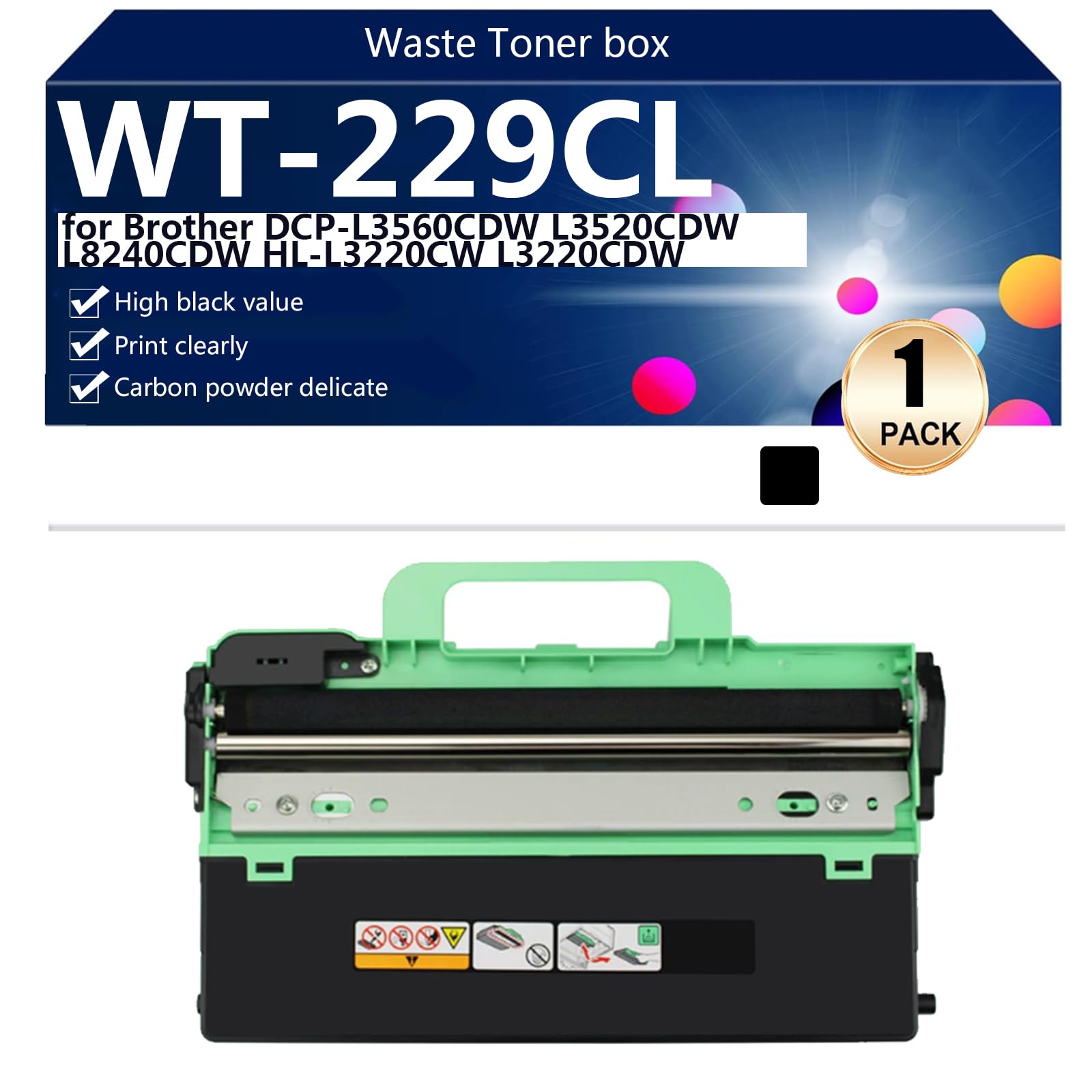 WT-229CL Bac de Récupération de Toner Haute Capacité pour Brother DCP-L3560CDW L3520CDW L8240CDW HL-L3220CW L3220CDW L3240CDW MFC-L8340CDW Imprimantes, Impression Haute Définition,Black