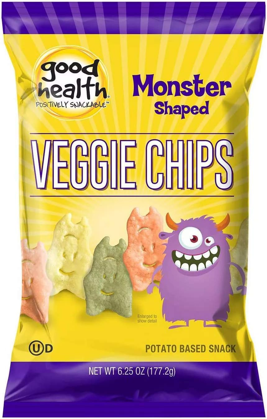Good Health Monster Shaped Veggie Chips, Potato Based Snack- Four 6.25 oz. Bags