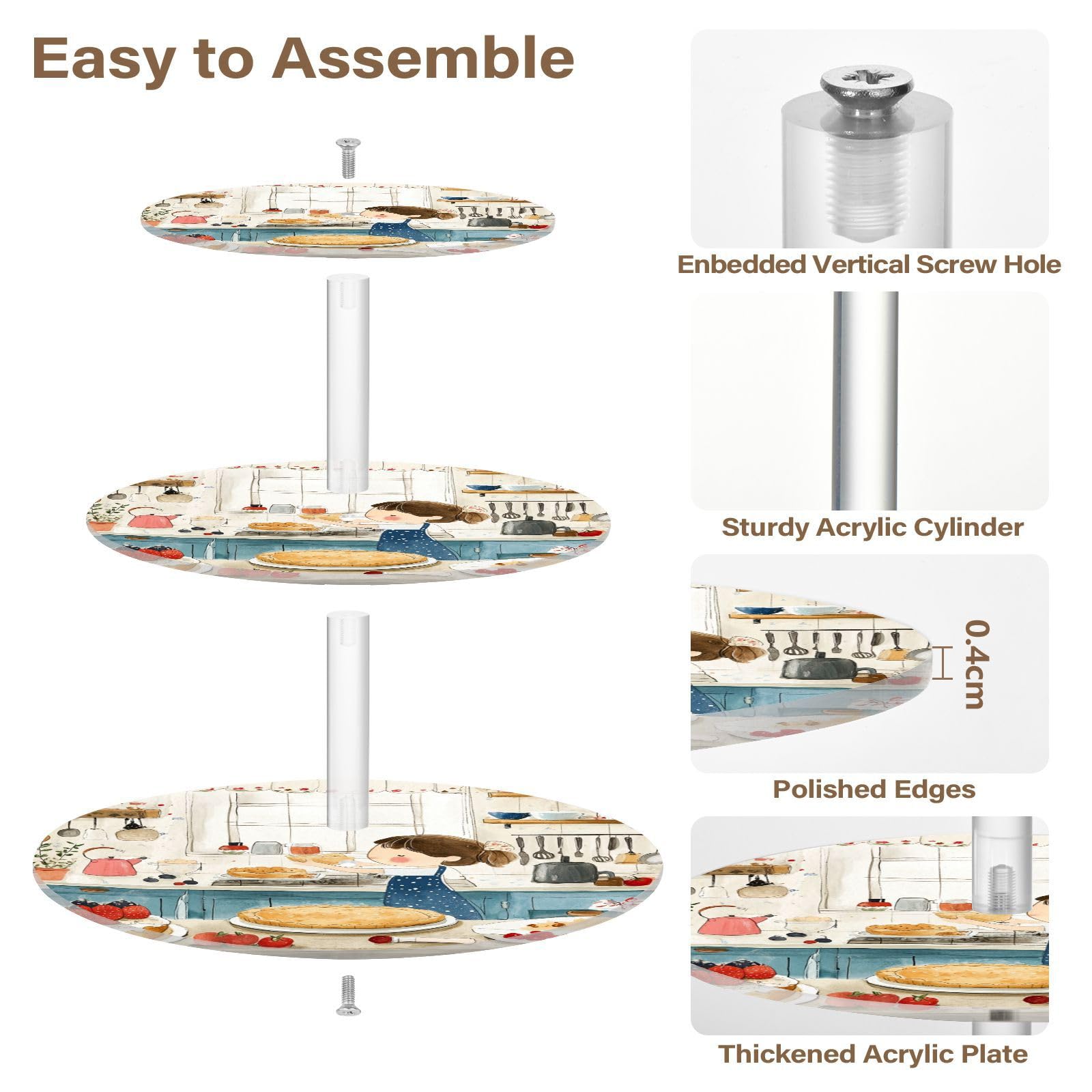 Kitchen Food Acrylic Tray Waterproof Three-Layer Display Trays Dressing Room