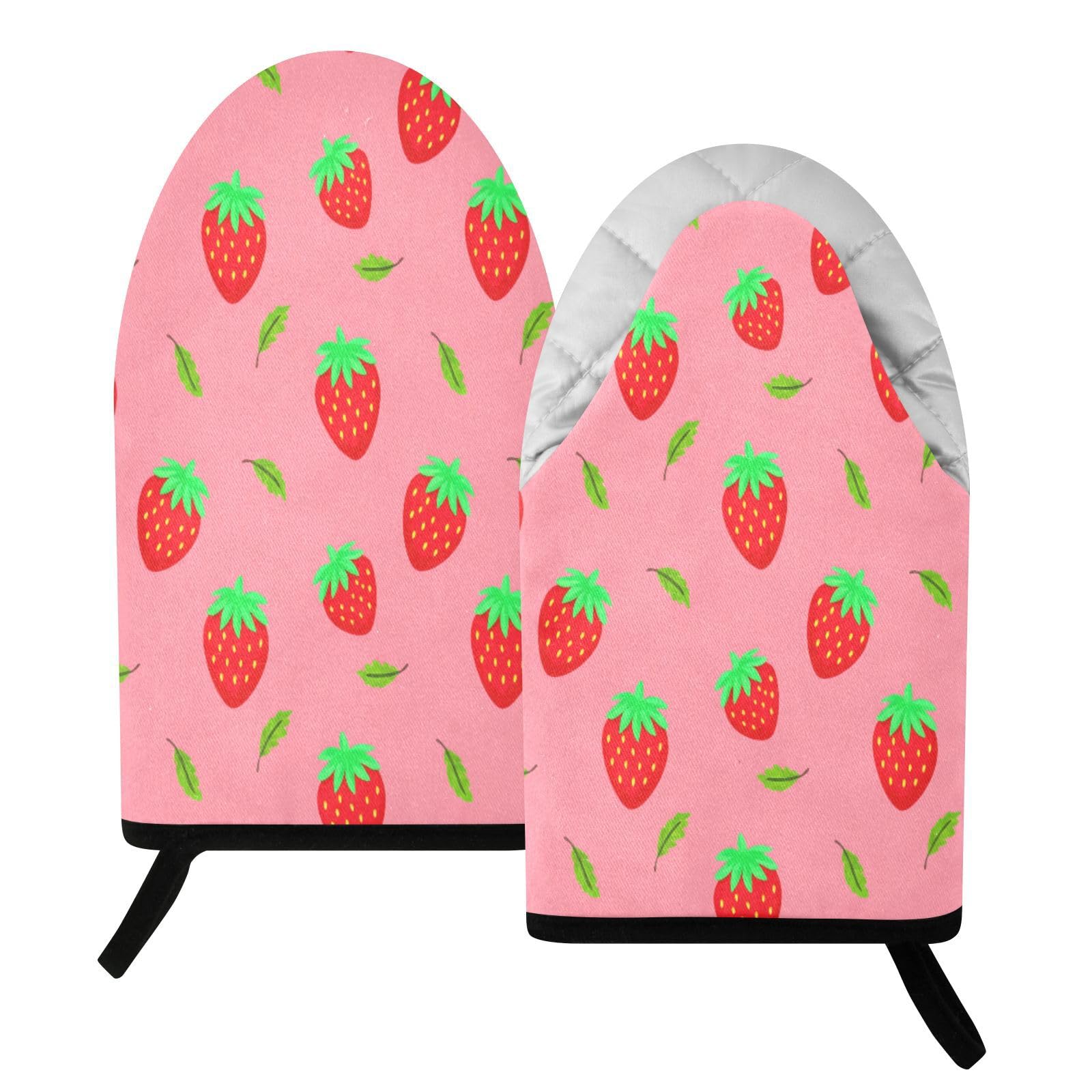 BURSTDDY Strawberry Oven Mitt,Heat Resistant Kitchen Mitts for Cooking