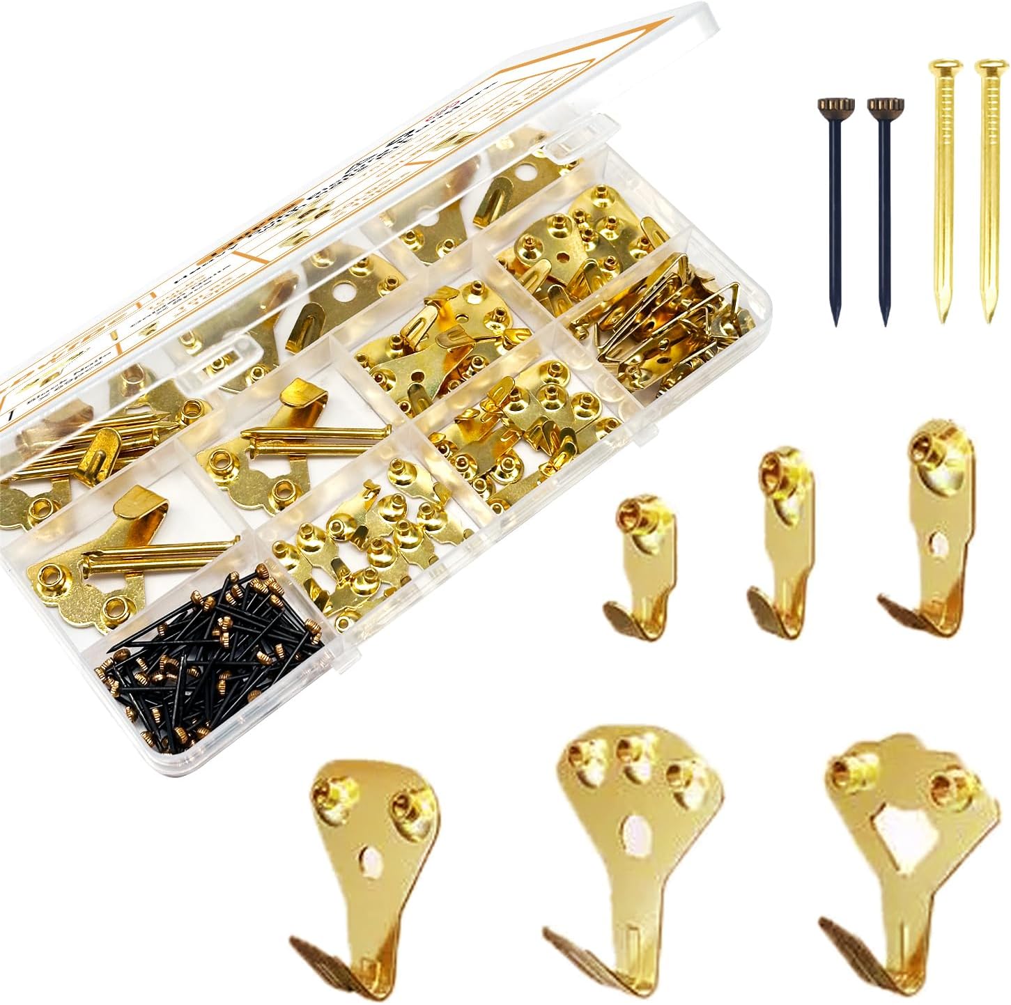 130PCS Heavy Duty Picture Hanging Kit 10-100lbs Picture Hangers Hooks for Hanging Hardware, Plaster Walls, Clock, Mirror, Painting Hooks DD001