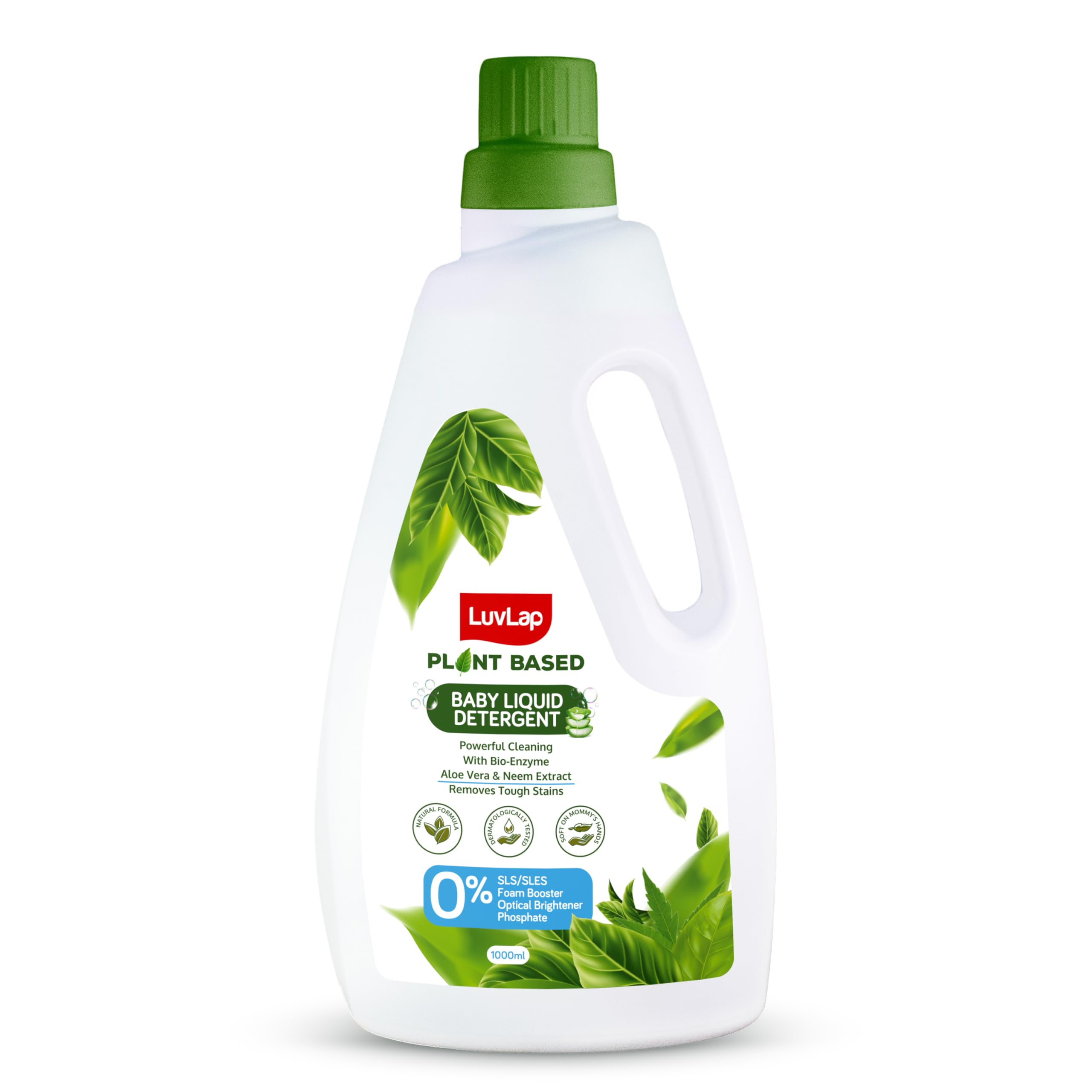 LuvLap Plant Based Baby Laundry Liquid Detergent, 1000ml (Powered by Plant) With Bio-Enzymes, Aloe Vera & Neem, Dermatologically Tested, Free From SLS/SLES, Dyes & OpticalBrighteners