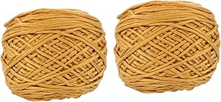BEBEMOKO 2 Piezas 16 hebras de hilo de algodón tricotin knitting tricotar Suave madeja oscuro lana de colores tejer lana hilo de lana Terciopelo para el cuidado de la piel 40% Yellow