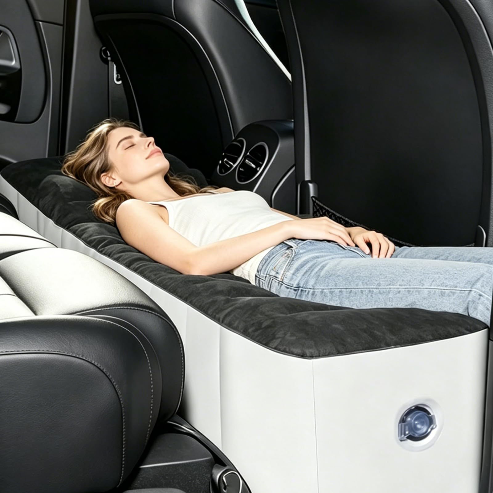 Materasso ad aria per auto, 130 x 27 x 37 cm, materasso ad aria per sedile posteriore, con pompa ad aria, tappetino gonfiabile per SUV, MVP, berlina, materasso per auto da viaggio