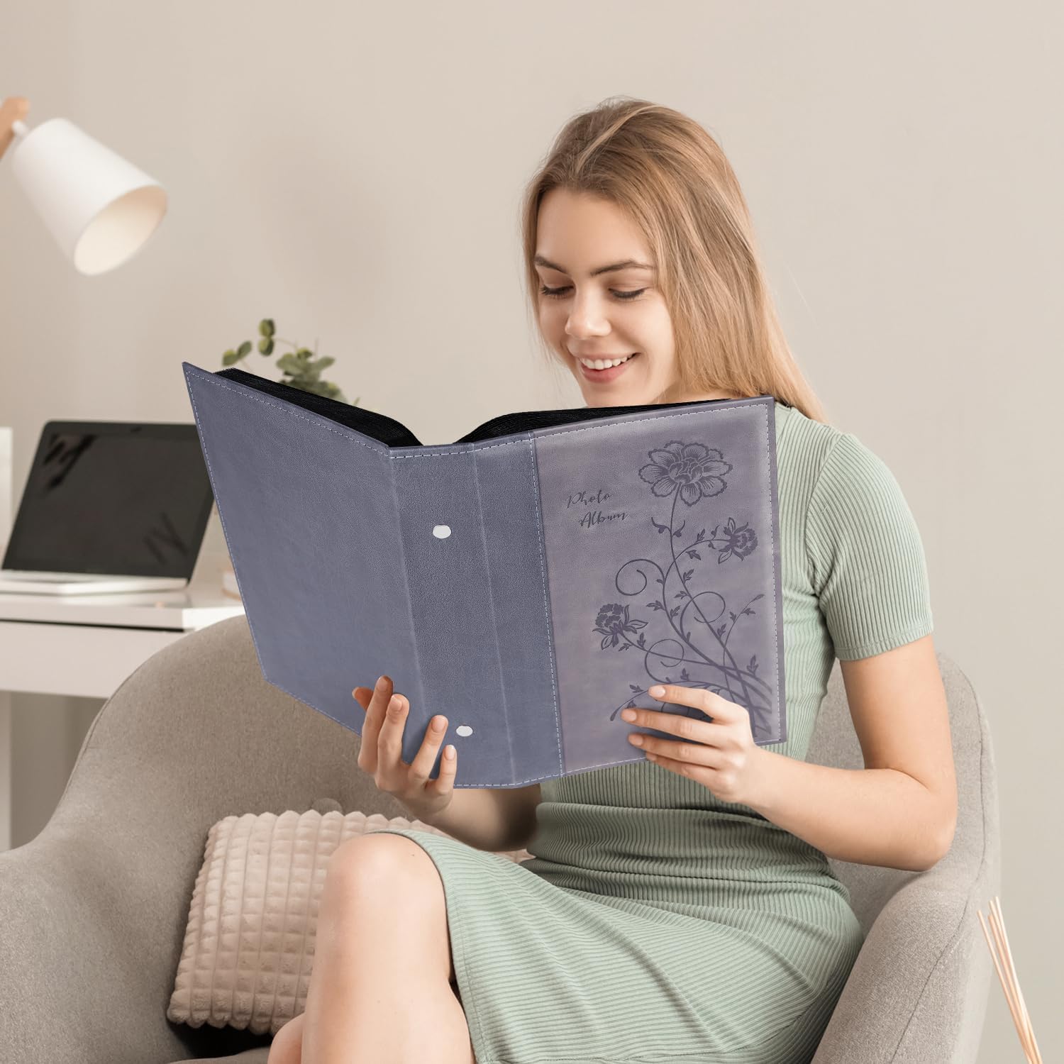 Artmag Photo Album 4x6 300 Photos, Extra Large Capacity Leather Cover Wedding Family Photo Albums Holds 300 Horizontal 4x6 Photos(Grey) - Image 6