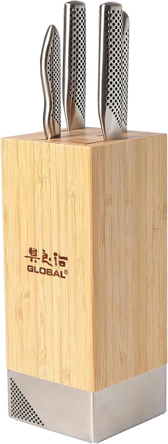 Global Toshi 5pc Knife Block Set Bamboo