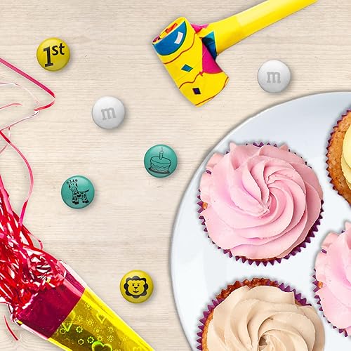 Miniatura 6 de M&M'S - Caramelo de chocolate con leche para el primer cumpleaños, 2 libras de M&M'S con temática de bebé en aguamarina, amarillo y blanco, caramelo