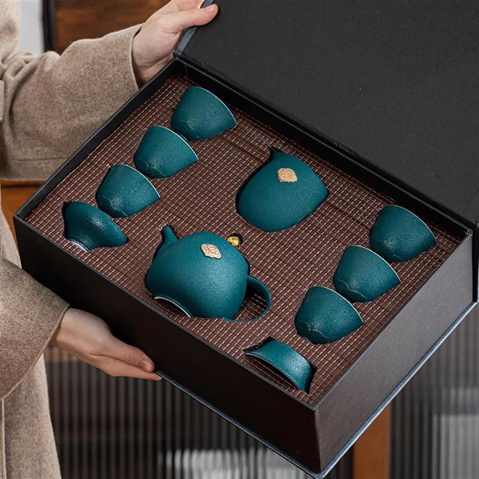 Teeservice, 6-teilig, Keramik-Teetasse, arabische Espresso-Kaffeetasse, chinesischer Kung-Fu-Tee, klare Wassertassen, japanische Teeschalen, Service, Geschenkbox, Reise-Teeser(ZCBDC1709659)
