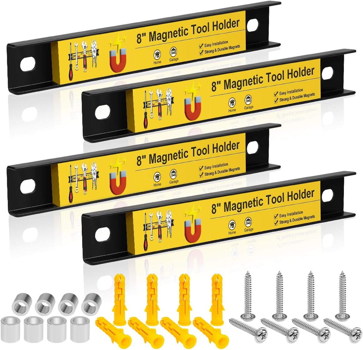 Amazon.com: 8” Magnetic Tool Holder with Screws, 4 Pack Magnetic Strips ...