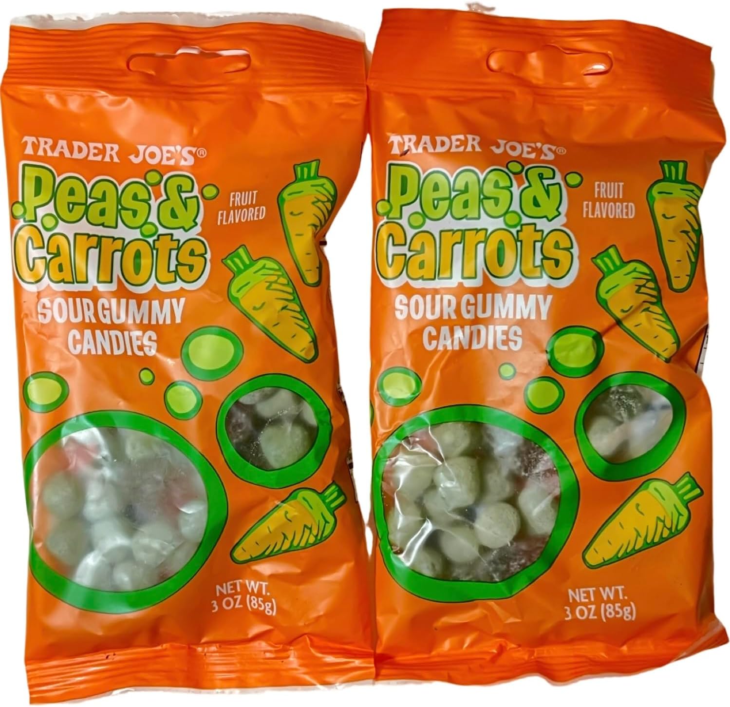 Trader Joe's Pea & Carrots Sour Gummy Candies, 3 oz (Pack