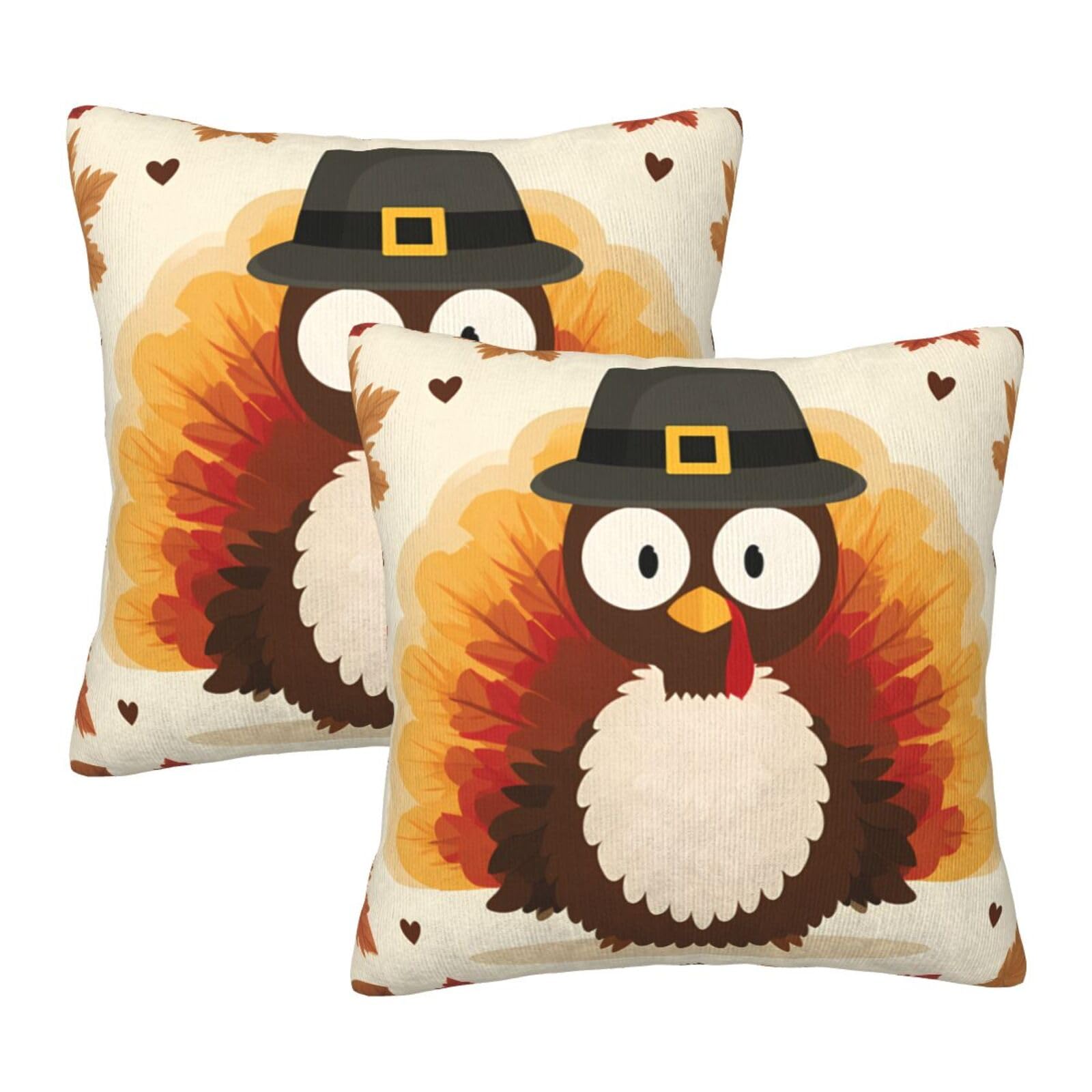 Wuwoli Turkey Throw Pillow Covers 18X18 Set Of 2, Pillowcases For Sofa Couch Bedroom Living Room Car