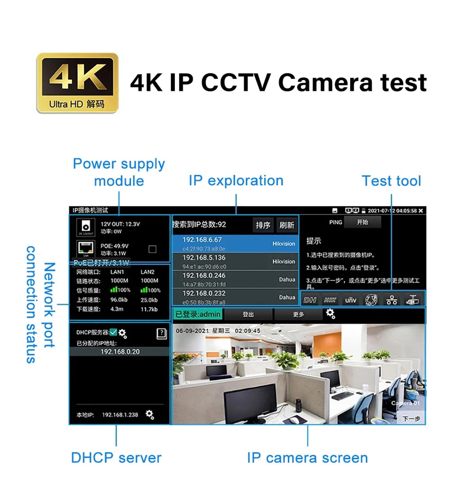 Tester światłowodów OTDR, Tester IPC 4K OTDR 1310/1550 Nm 1610 Aktywny Światłowód Wielofunkcyjny Optyczny Reflektometr W Dziedzinie Czasu(B(1610 32))
