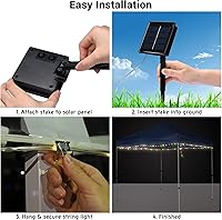 Vista 7 de Yescom Tira de luces solares de 40 pies con 120 luces LED, 8 modos RGB, para fiestas, exteriores, jardín, patio, sombrilla con clip, multicolor