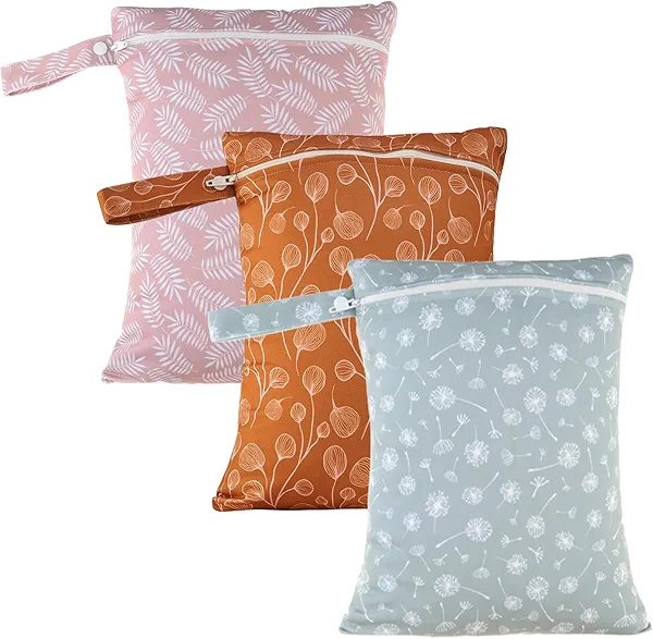 Happy Flute 3 Set Wet Bag Storage Bag Waterproof Washable Travel Bags, Beach, Pool, Gym Bag for Swimsuits & Wet Clothes for Baby(Dandelion)