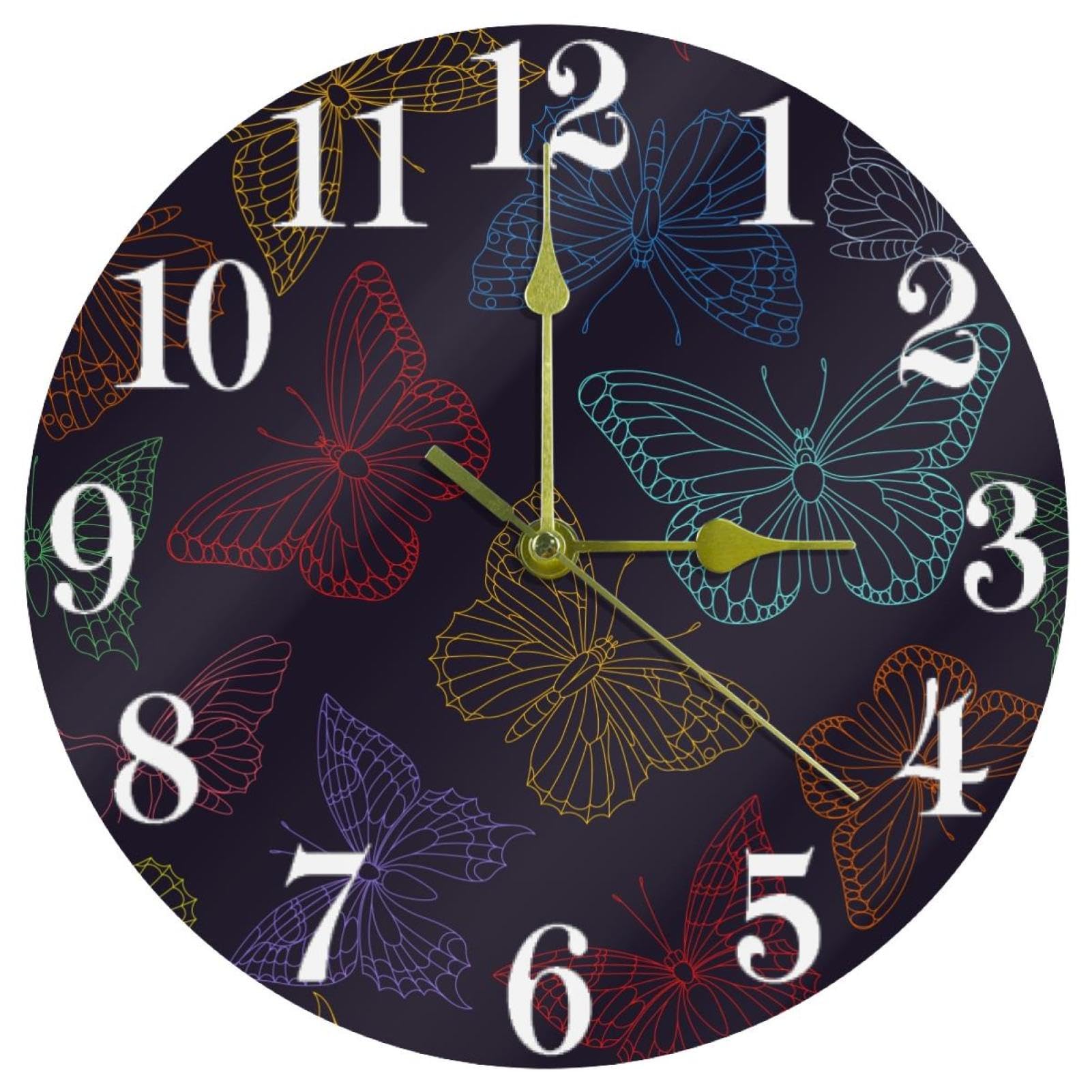 Horloge murale colorée pour cuisine et bureau design papillon