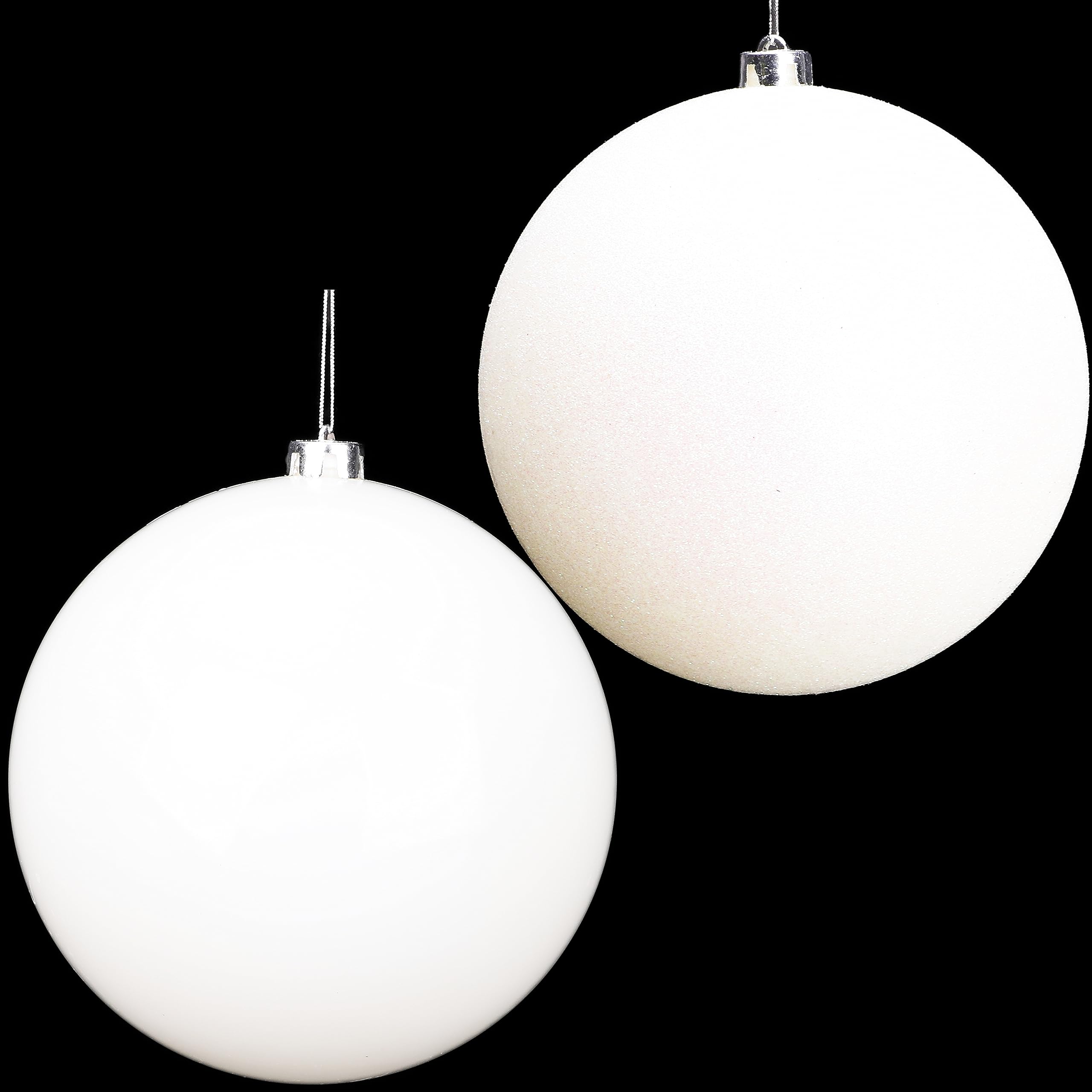 Palline Natalizie Extra Large 150mm - Set Di 3 In Bianco Lucido, Opaco E Glitterato Per Albero Di Natale - Foto 6