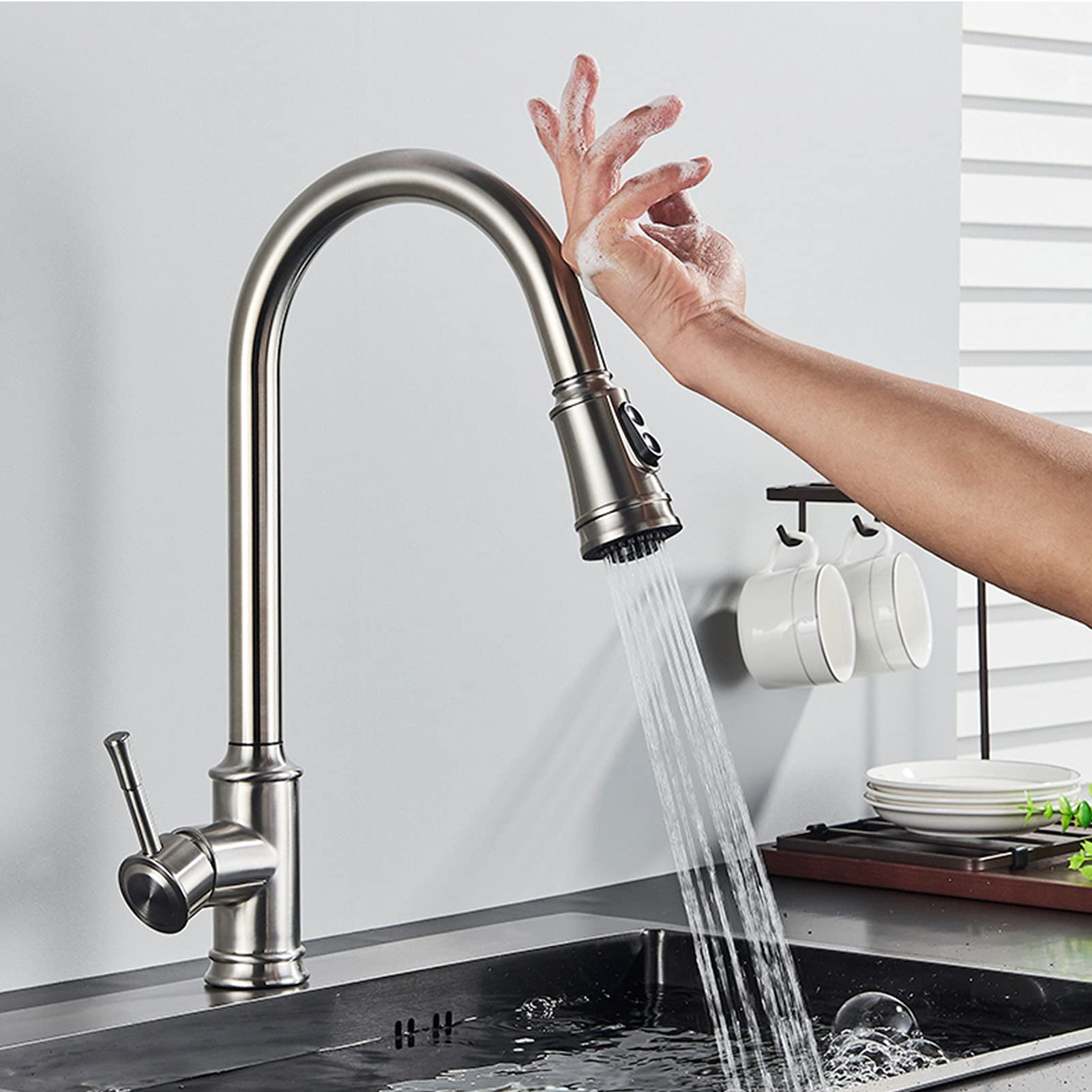 Robinet d'évier de cuisine tactile en acier inoxydable pour simplifier vos recettes