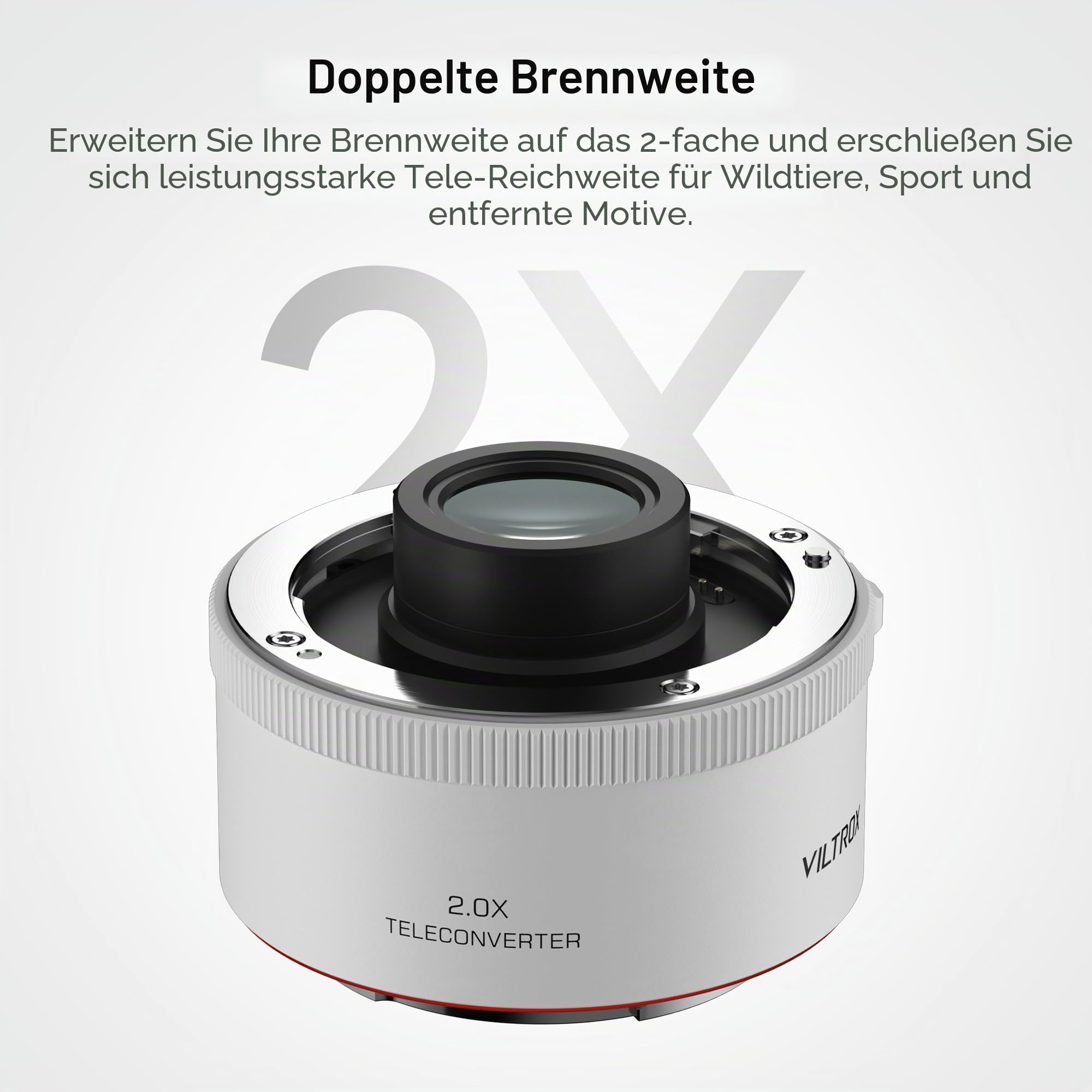 VILTROX TC-2.0X Autofokus 2.0X Telekonverter Extender Konverter Objektiv Kompatibel mit FE Objektiven 70-200gmii, 70-200gii, 100-400gm, 200-600g, 400F28gm, 300F28gm, VILTROX 135mm F1.8 LAB FE