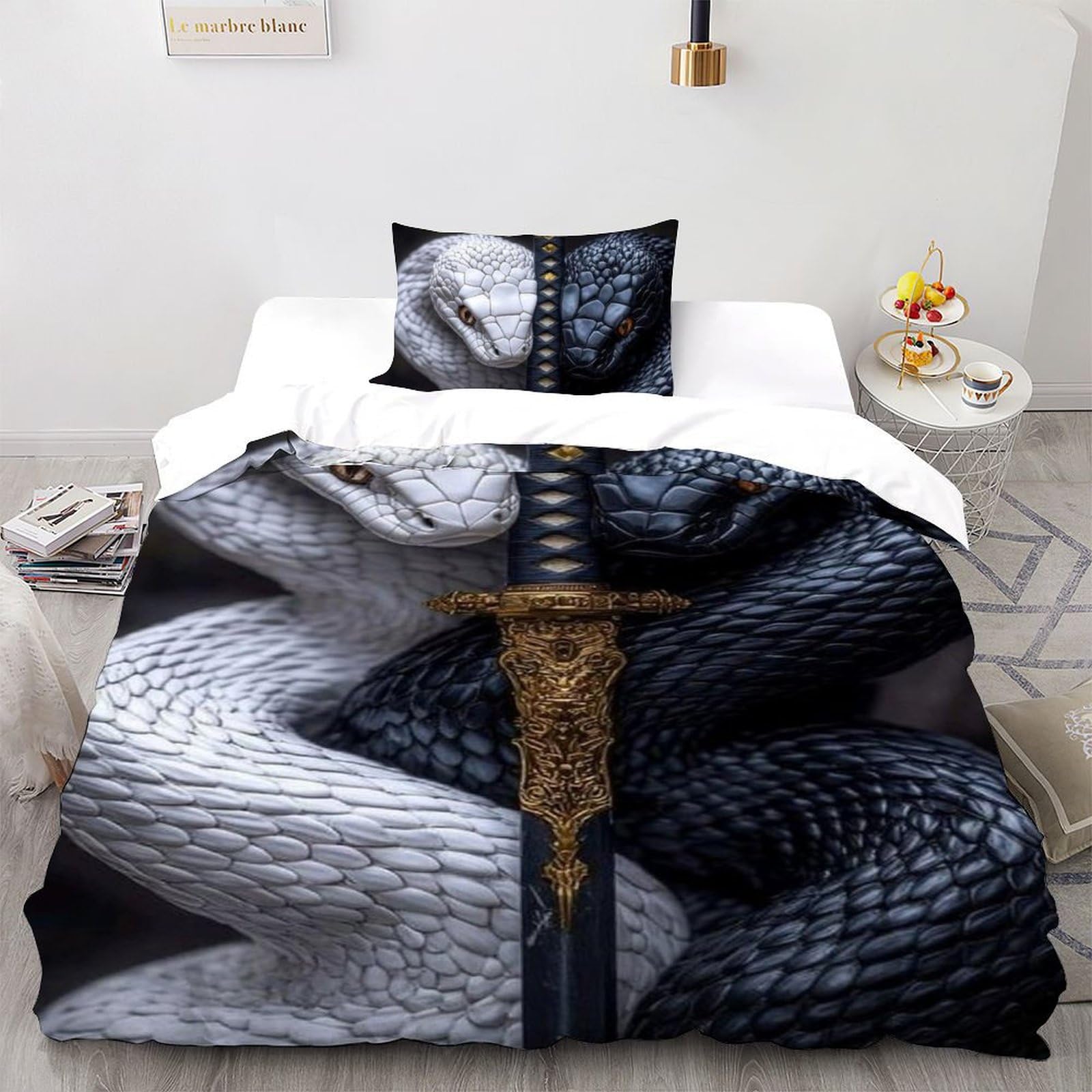 Housse de couette serpent 135x200 cm en microfibre imprimée 3D