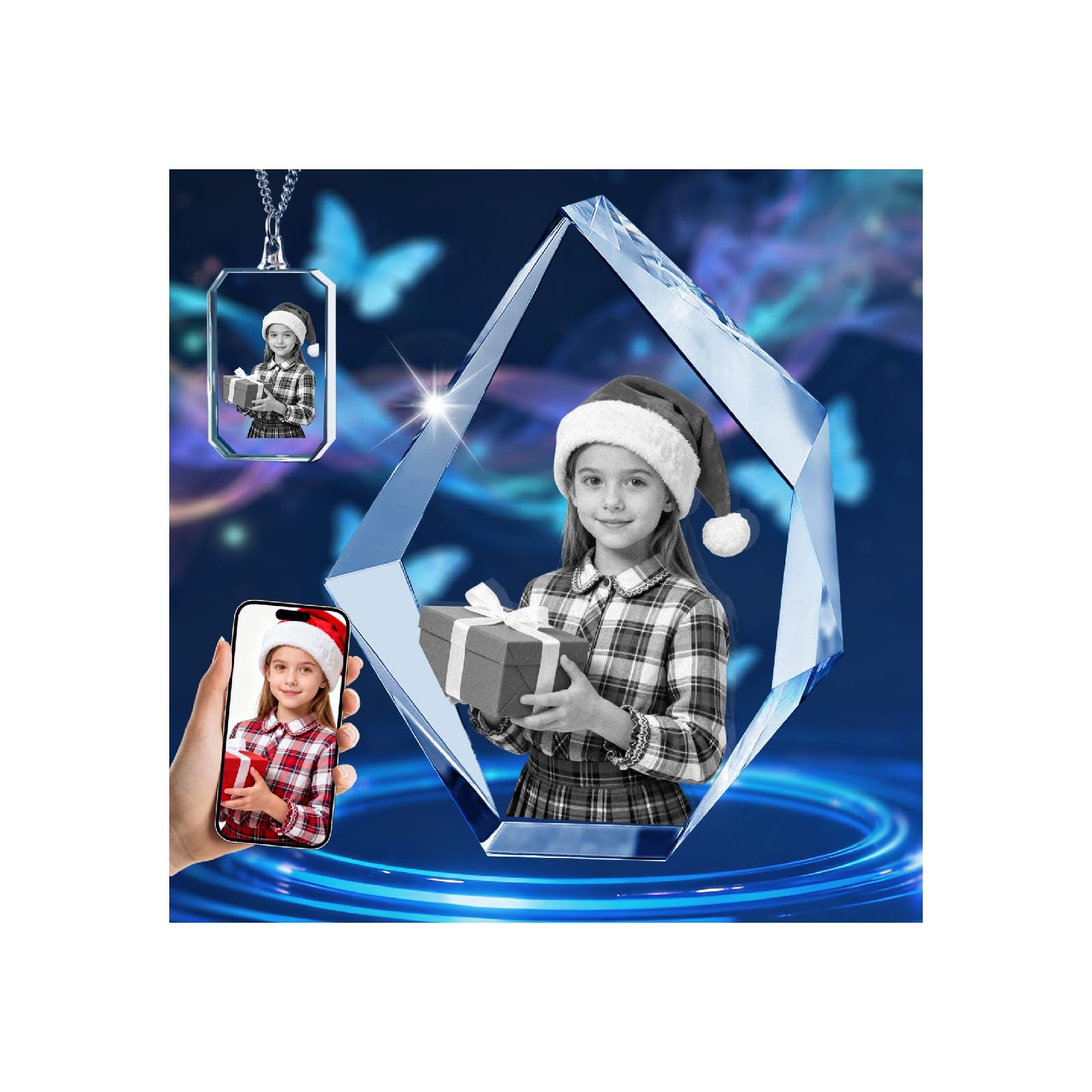 Cubos de fotos de cristal 3D grabados con láser para fotos, decoración de mesa de Navidad, regalo personalizado para ella, él, mamá, papá, padre, regalo para parejas de cumpleaños