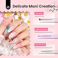 Vista 12 de Beetles - Juego de 6 pinceles de gel para arte de uñas, diseño de esmalte de gel, herramientas de pintura con pincel plano, pincel ovalado, pincel
