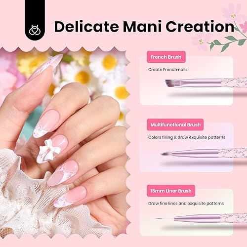 Miniatura 12 de Beetles - Juego de 6 pinceles de gel para arte de uñas, diseño de esmalte de gel, herramientas de pintura con pincel plano, pincel ovalado, pincel