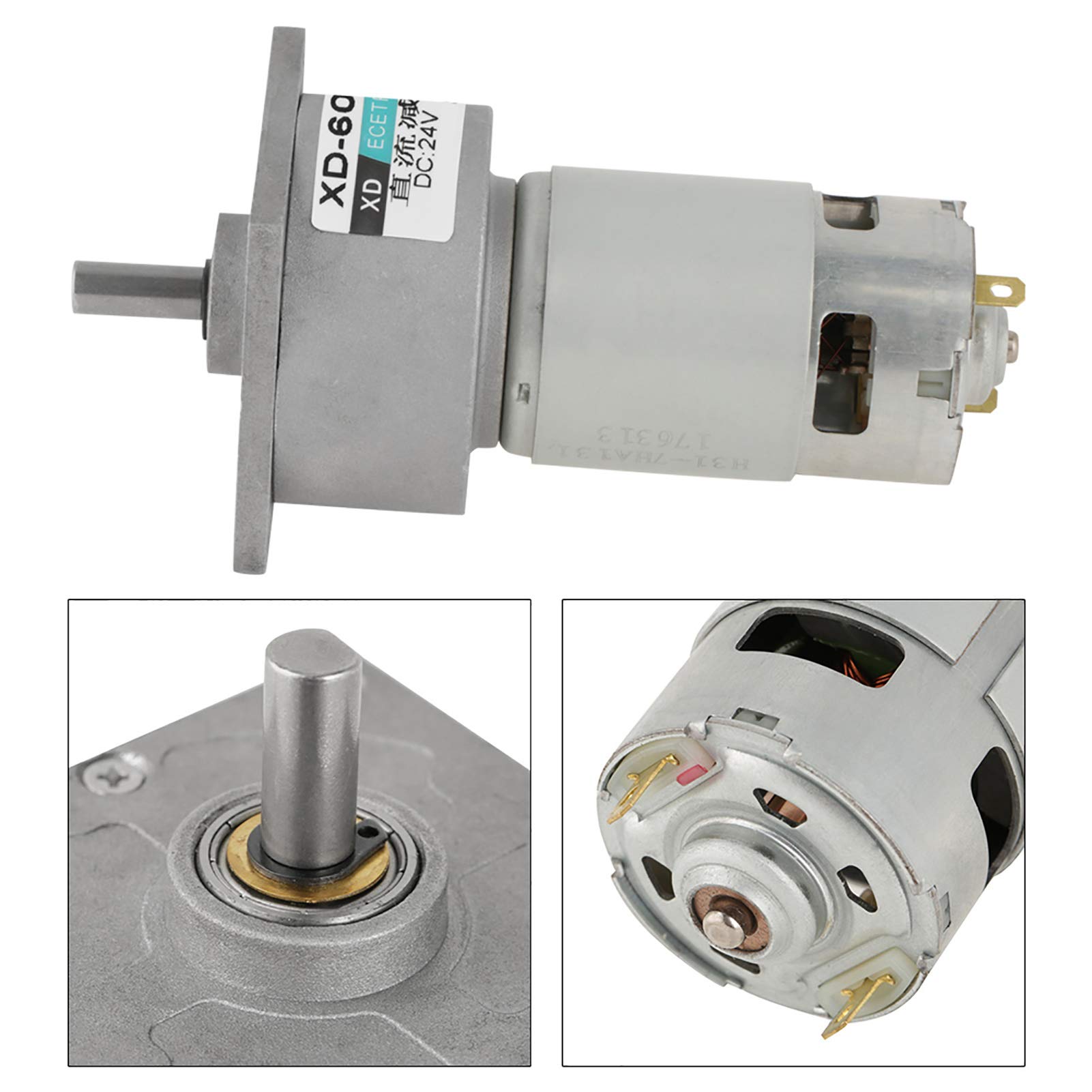 Dioche Motoriduttore, DC 12/24V 35W CW/CCW Mini Riduttore di velocità Regolabile(Torre 24V600)