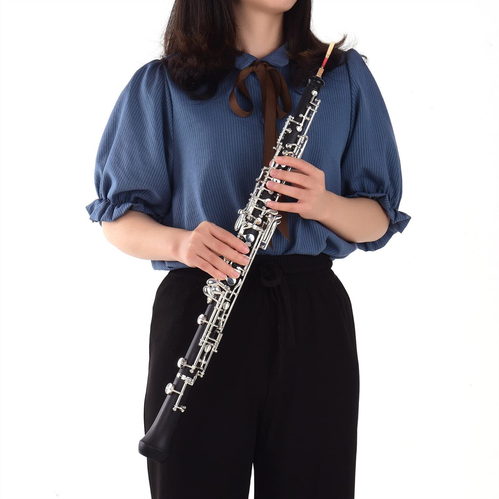 Strumento Oboe Strumento per Legni in Stile Semi-Automatico Professional C Key Oboe con Guantoni in Pelle di Guanti A Nebulizzazione di Oboe Principiante di Oboe (Color : Gold-Plated Keys)