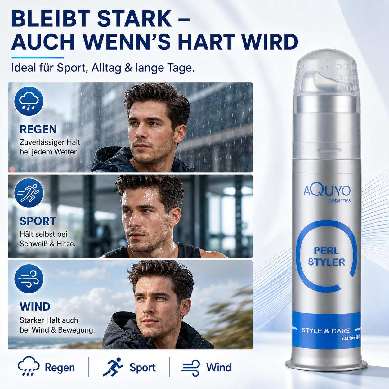 Perl Styler starker Halt, Haargel für Männer und Frauen, Gel zum stylen und formen der Haare mit Pearl Effekt, Styling und Glanz in Einem (6er Pack - 6x 100ml)