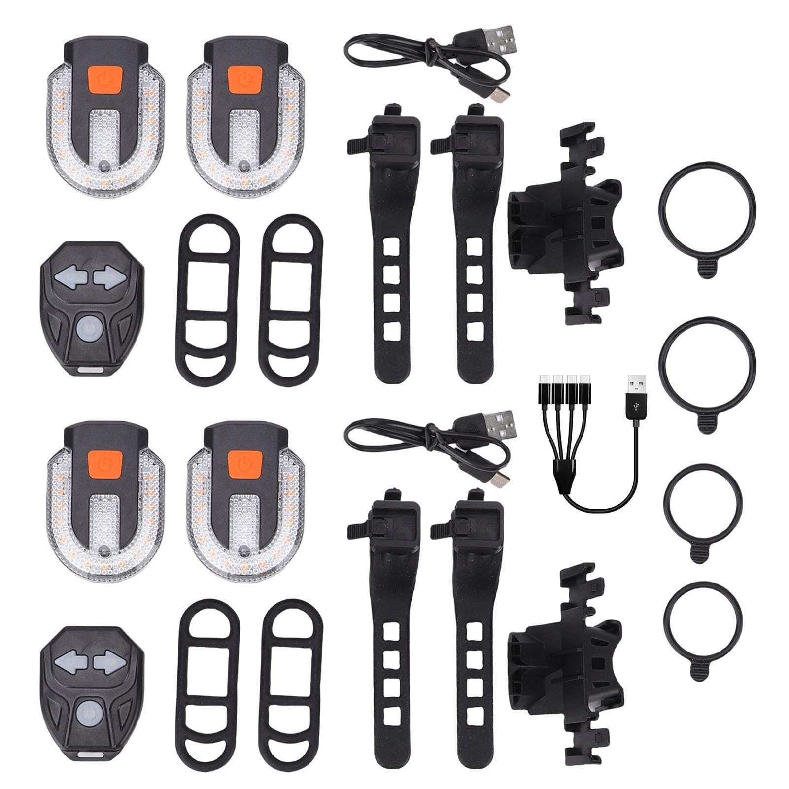 VGEBY Señales de Giro para Bicicleta, 2 Pares de Luces Traseras LED Recargables por USB con Control Remoto, 5 Modos para Bicicletas de Montaña y Carretera de Noche
