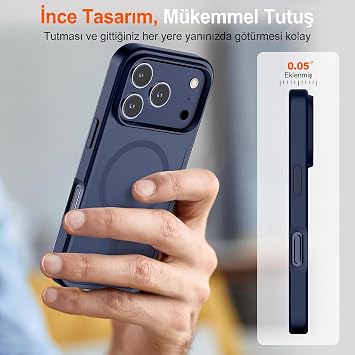 iPhone 17 Pro Max için Manyetik Kılıf (MagSafe ile Uyumlu) İnce Yarı Saydam Mat Darbeye Dayanıklı Parmak İzi Önleyici Telefon Kılıfı